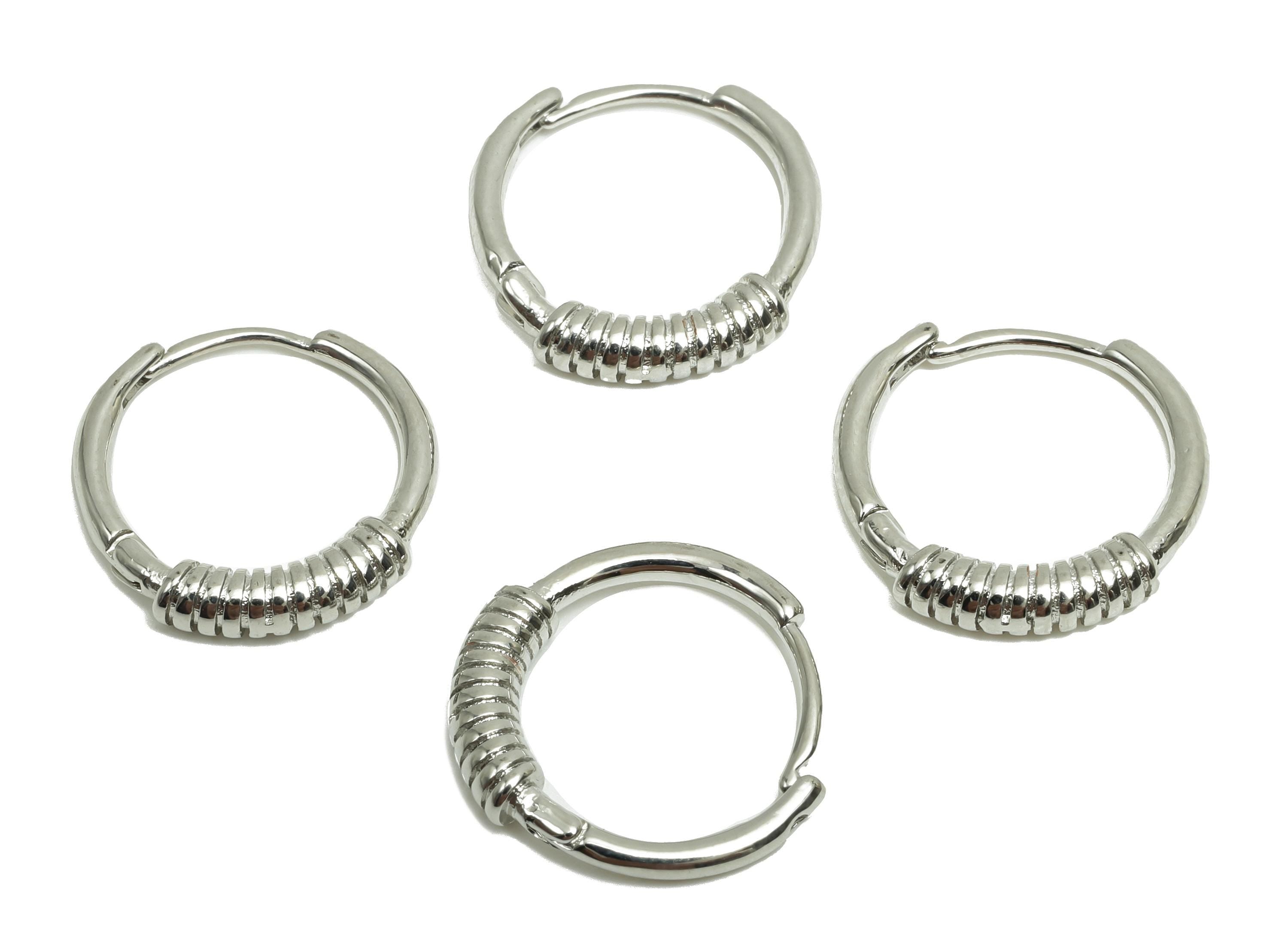Brass Spring Huggie Hoop Earring - Brass Twine Wire Hoop Clasp Earring - Hoop Earring - 18K Real Silver Gold Plating - 14.8x14x8mm - RGP8217 - DOMEDBAZAAR