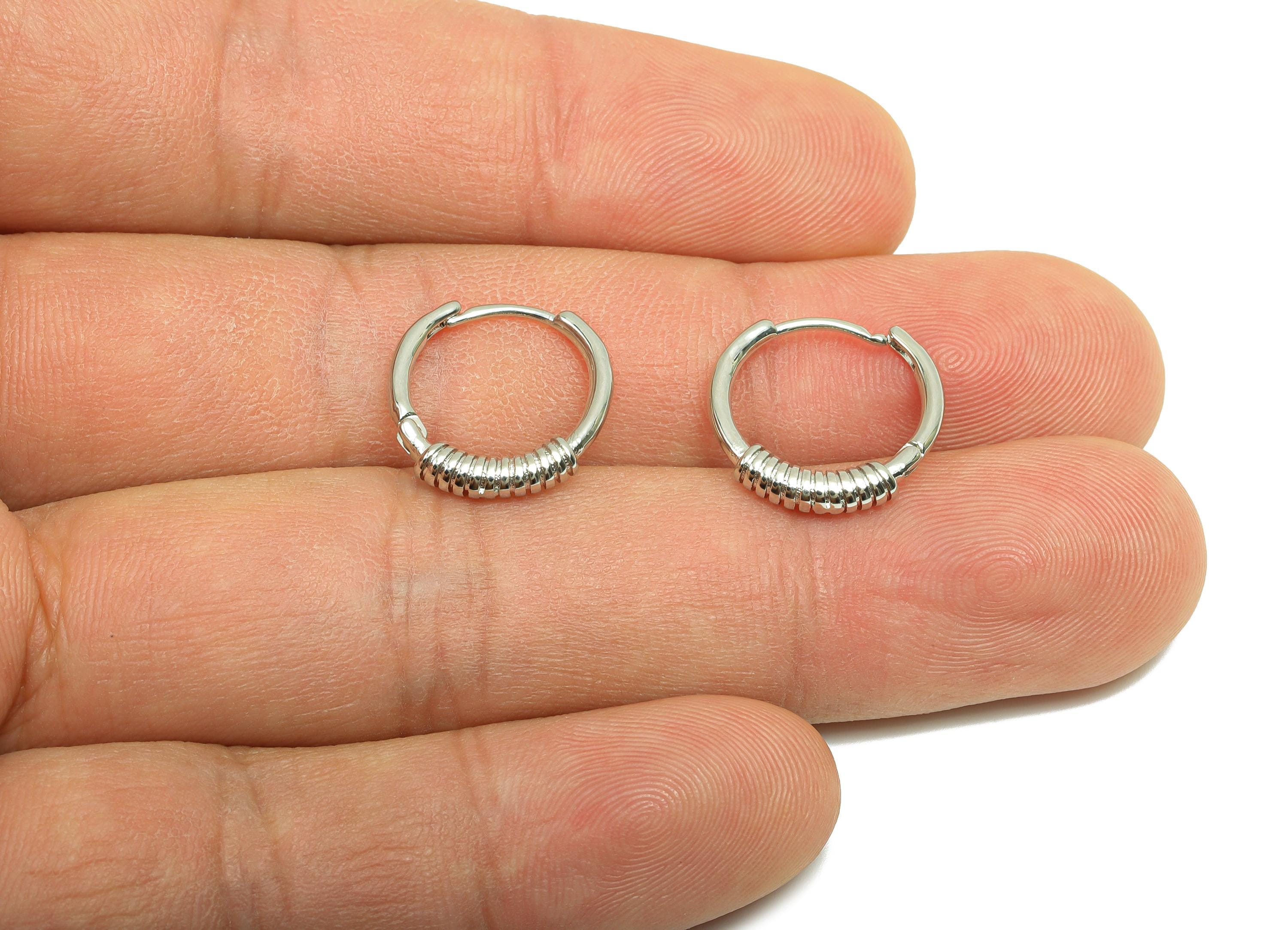 Brass Spring Huggie Hoop Earring - Brass Twine Wire Hoop Clasp Earring - Hoop Earring - 18K Real Silver Gold Plating - 14.8x14x8mm - RGP8217 - DOMEDBAZAAR