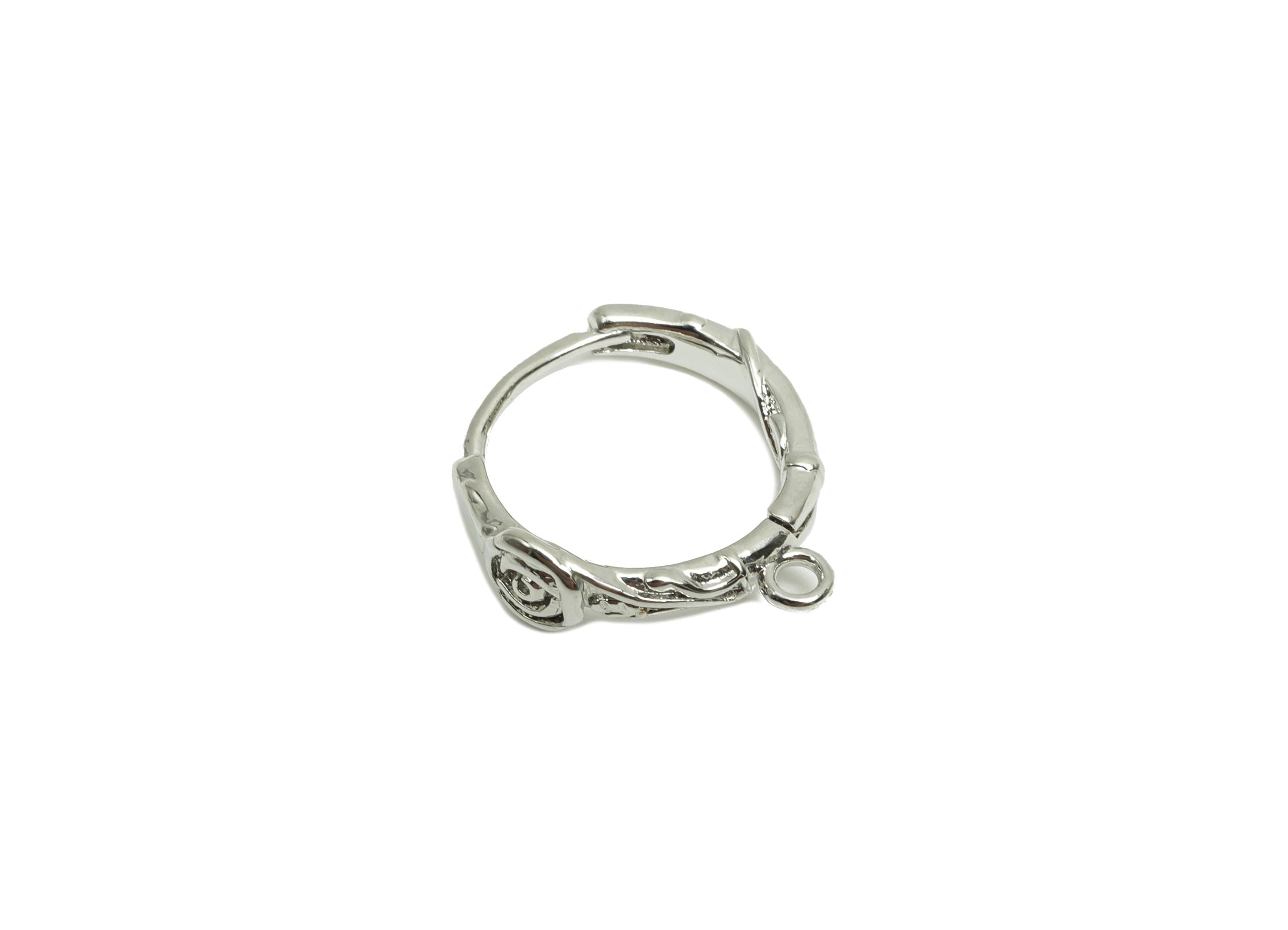 Brass Rose Huggie Hoop Earring - Brass Textured Hoop Clasp Earring - Hoop Earring - 18K Real Silver Gold Plating - 15.48x14x2.63mm - RGP8225 - DOMEDBAZAAR