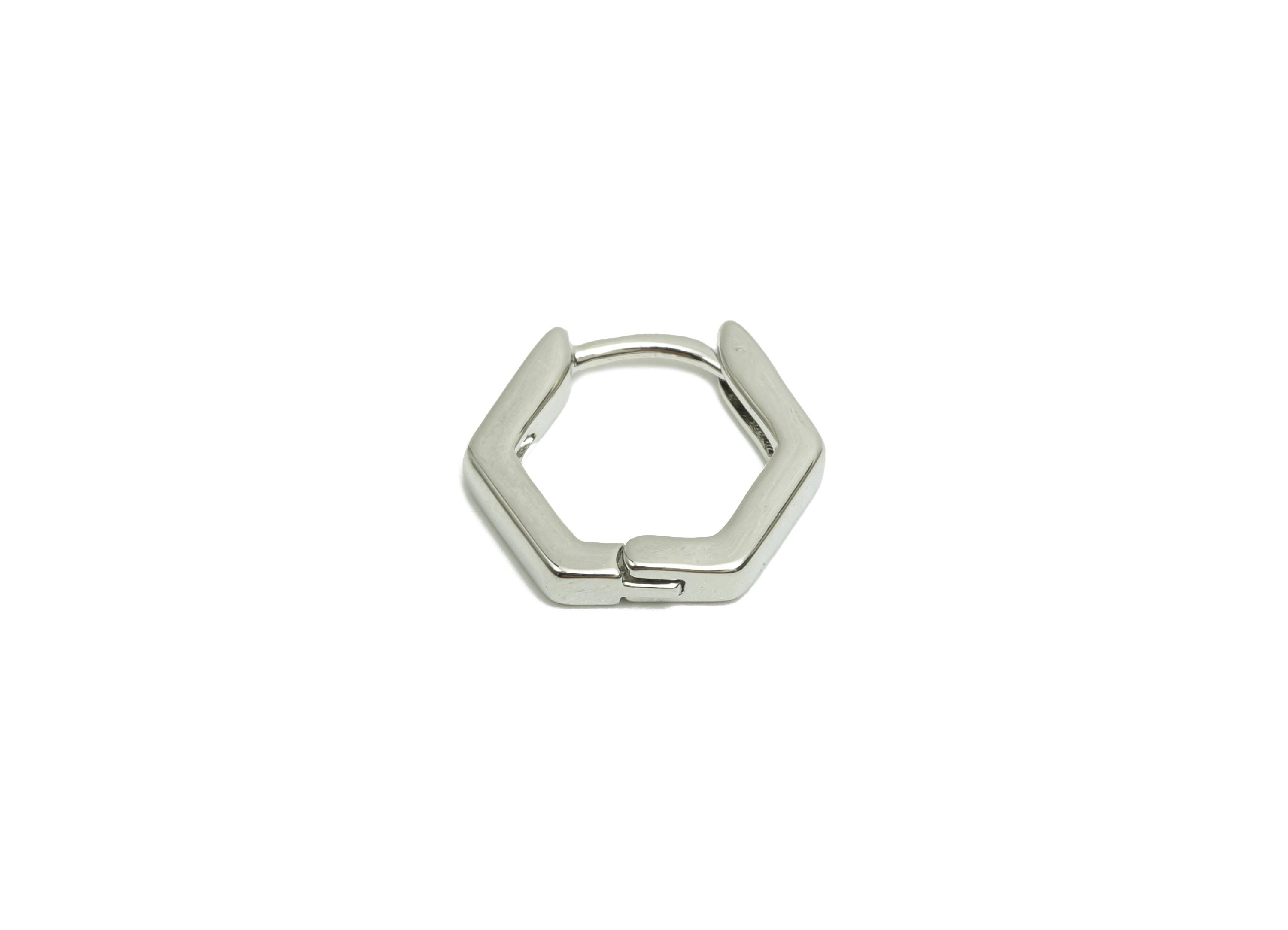 Brass Huggie Hoop Earring - Brass Hexagon Hoop Clasp Earring - Geometry Hoop Earring - 18K Real Silver Gold Plating - 9.96x10x2mm - RGP8216 - DOMEDBAZAAR