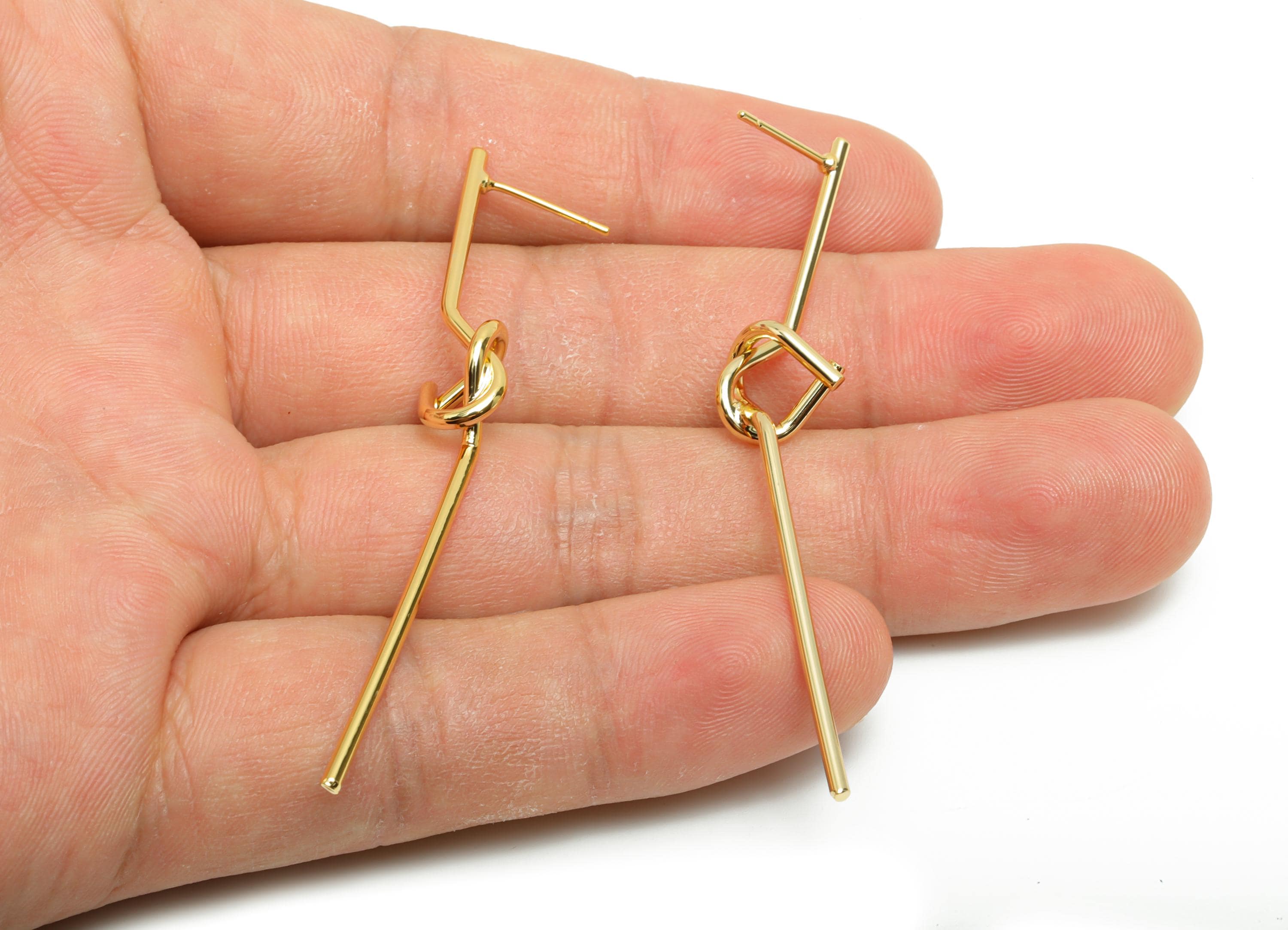 Brass Curved Bar Earring Stud - Circle Earring Post for Woman - Gold Daily Wear Earring - 18K Real Gold Plating - 63.53x27.18x1.5mm -RGP8743 - DOMEDBAZAAR