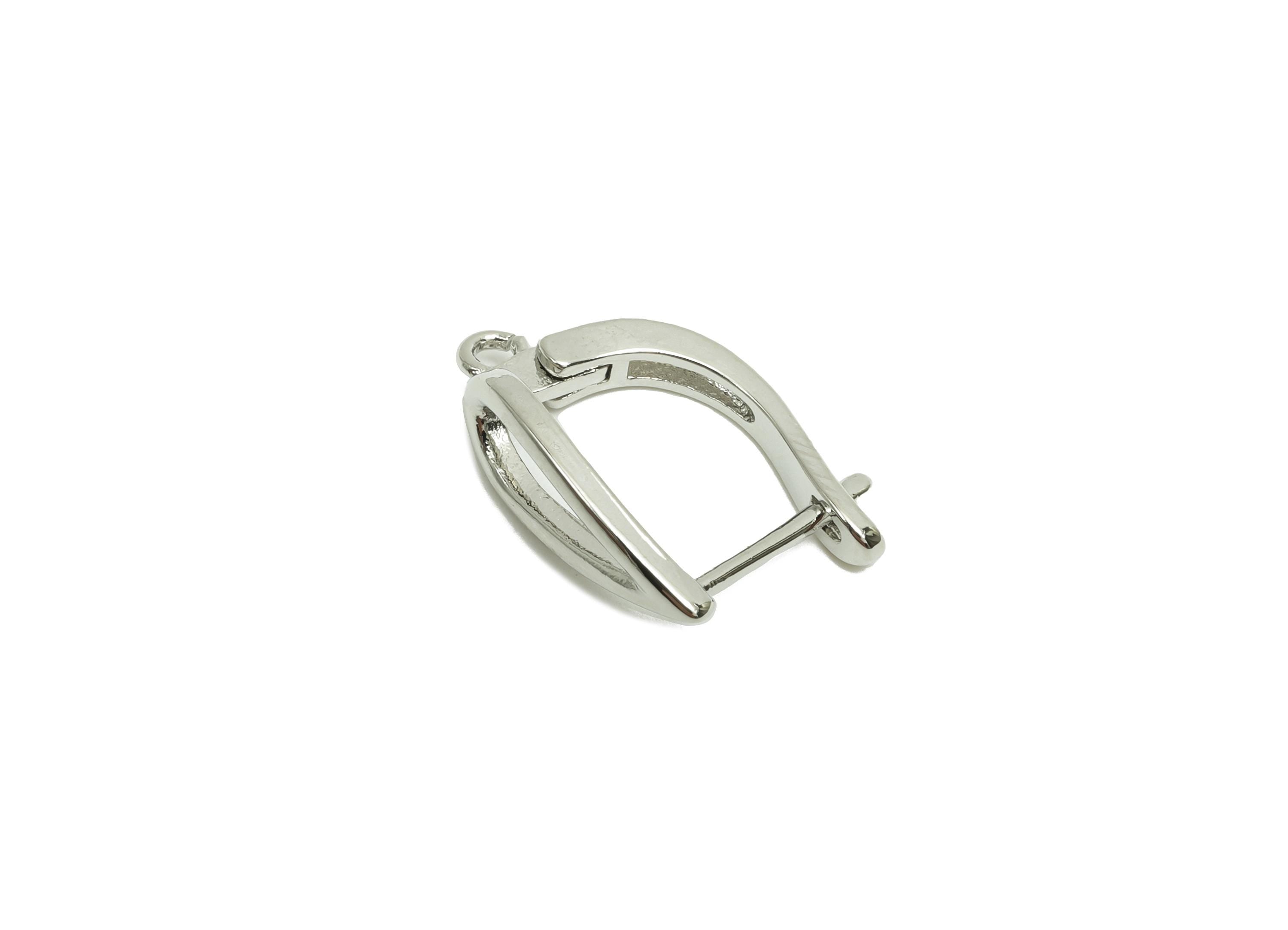 Brass Hoop Earring - Brass Teardrop English Lock Earring - Drop Hoop Earring With Loop - 18K Real White Gold Plating - 17x10x1.4mm -RGP8228 - DOMEDBAZAAR