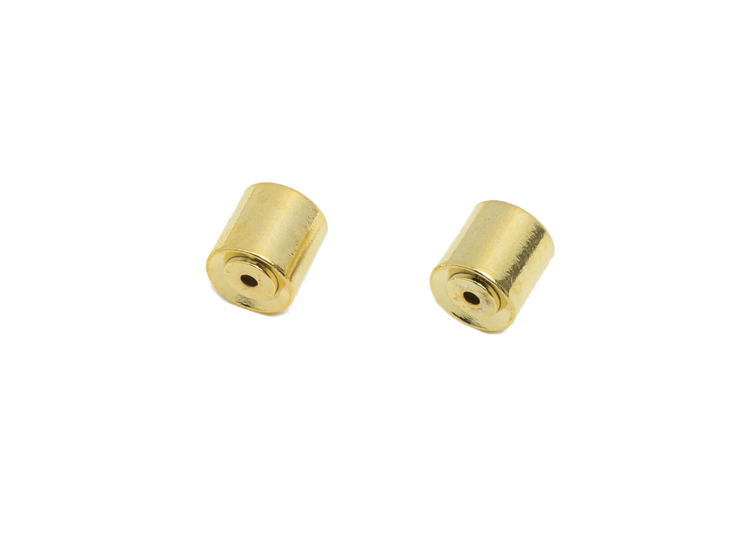 Brass Cylinder Ear Stopper - Spades Earring Back - Cylinder Ear Backs for Stud Earring - 18K Real Gold Plating - 4.9x4.85x4.9mm - RGP8752 - DOMEDBAZAAR