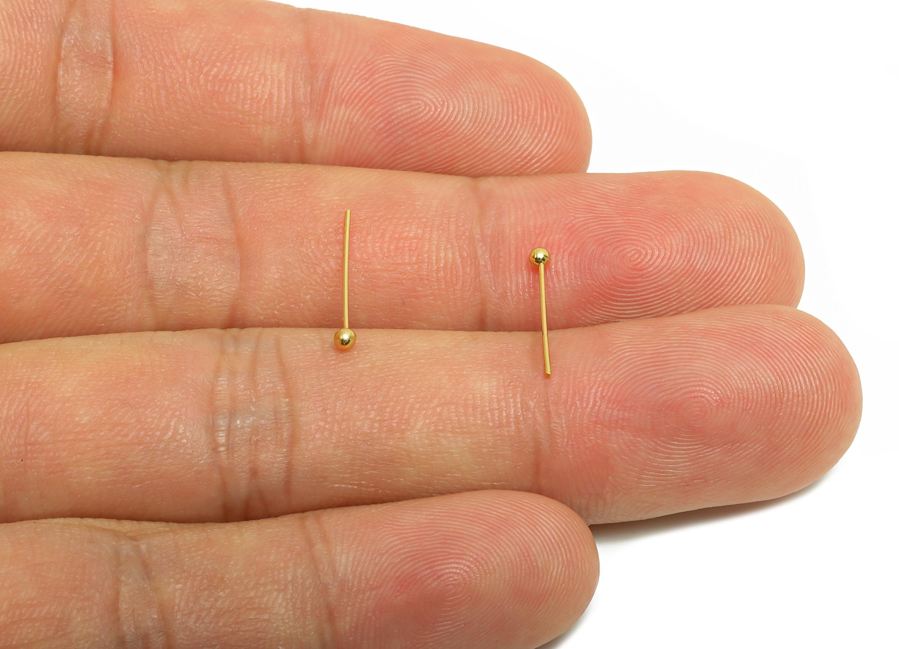 Tiny Ball Earring Stud - Brass Mini Ball Earring for Girls - Gold Tiny Ball Earring Post - 18K Real Gold Plating - 14.2x1.8x1.8mm - RGP8769 - DOMEDBAZAAR