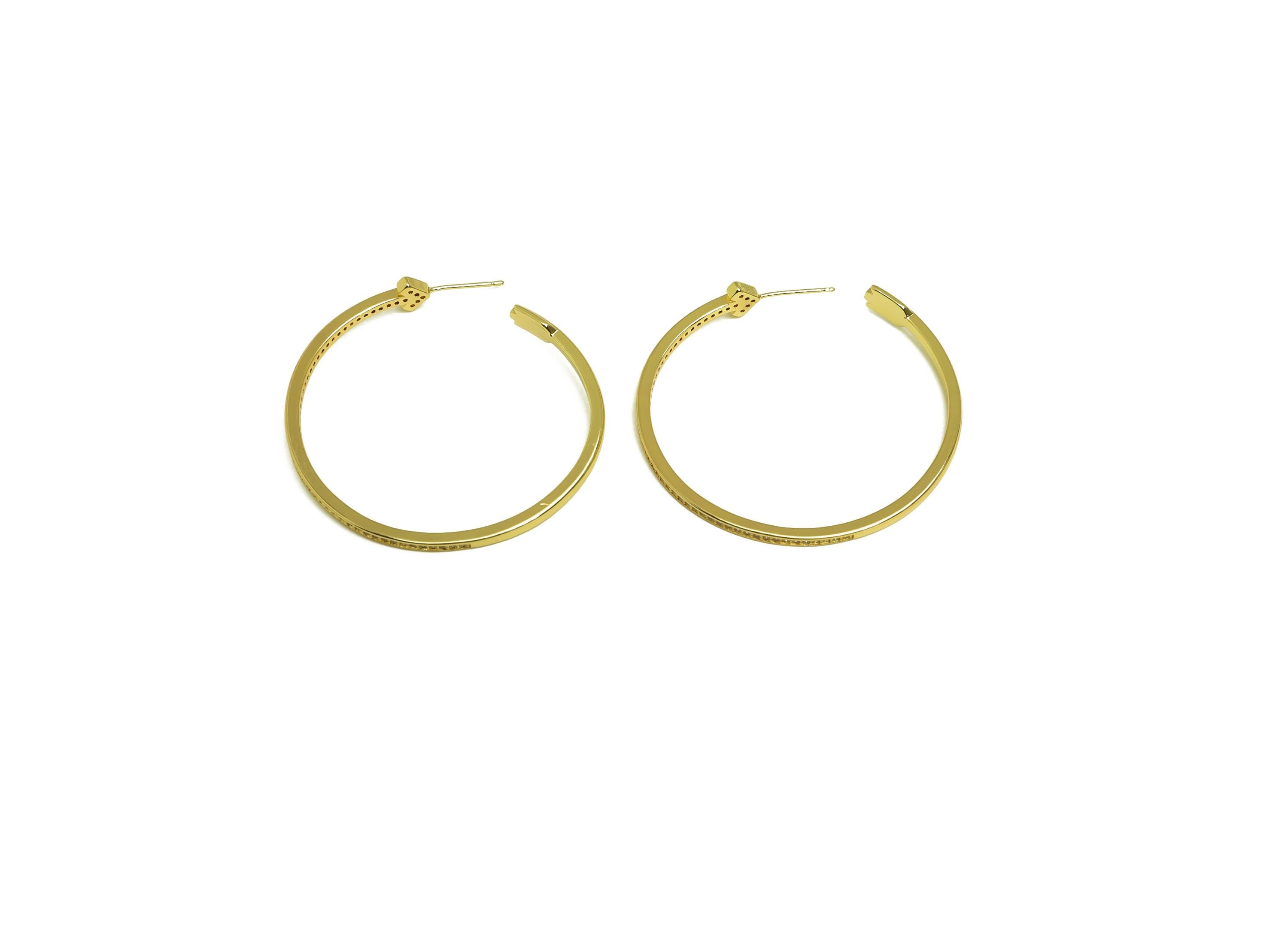 Brass Circle C Hoop Ear - Gold Zircon Arrow Earring Stud - CZ Arrow Hoop Earring Post - 18K Real Gold Plating - 49.19x49.19x2.43mm - RGP8002 - DOMEDBAZAAR