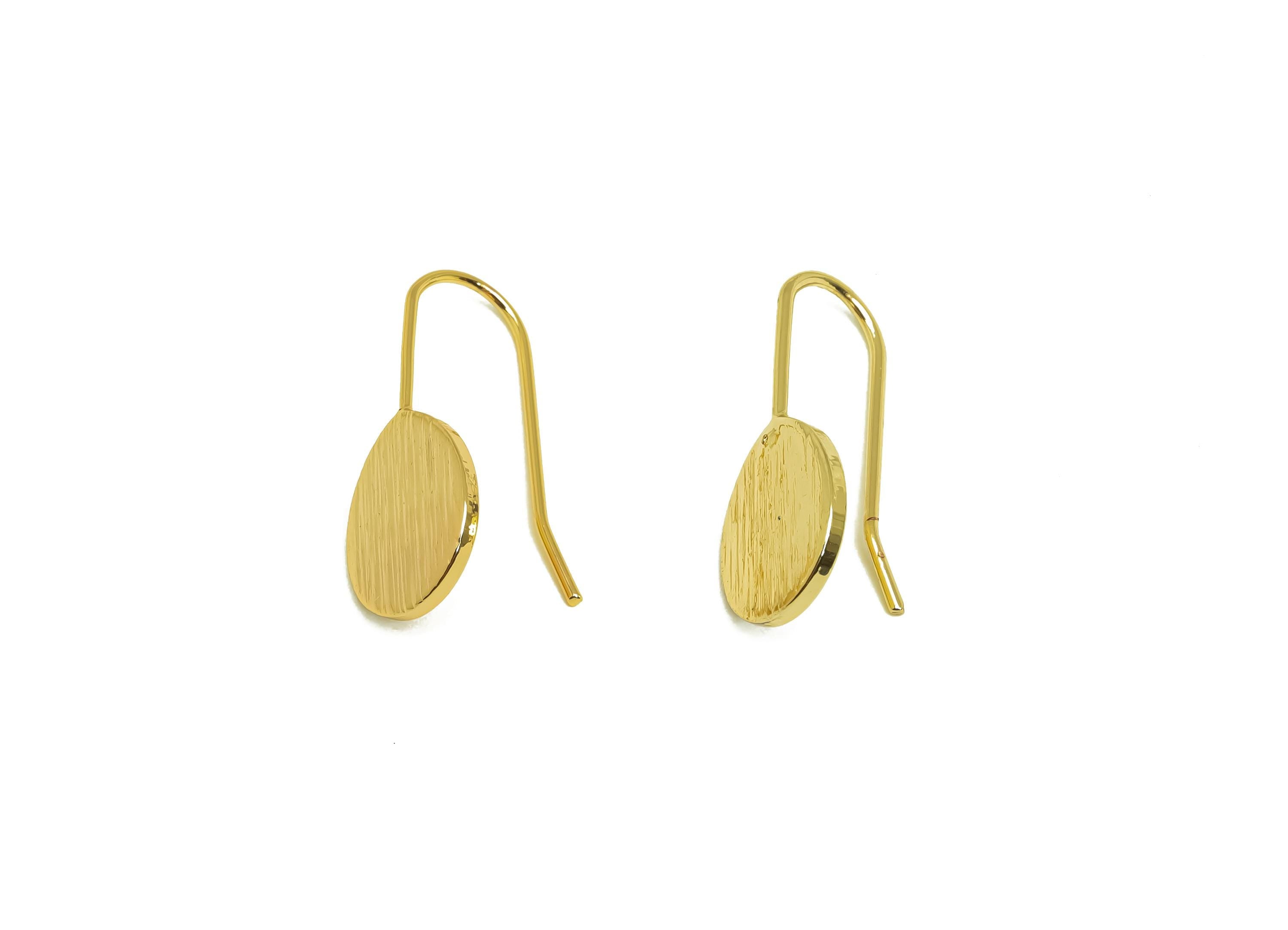 Brass Teardrop Earring Wire - Gold Drop Earring Hook - Textured Teardrop Earring Wire - 18K Real Gold Plating - 22.7x9.89x1.25mm - RGP8009 - DOMEDBAZAAR
