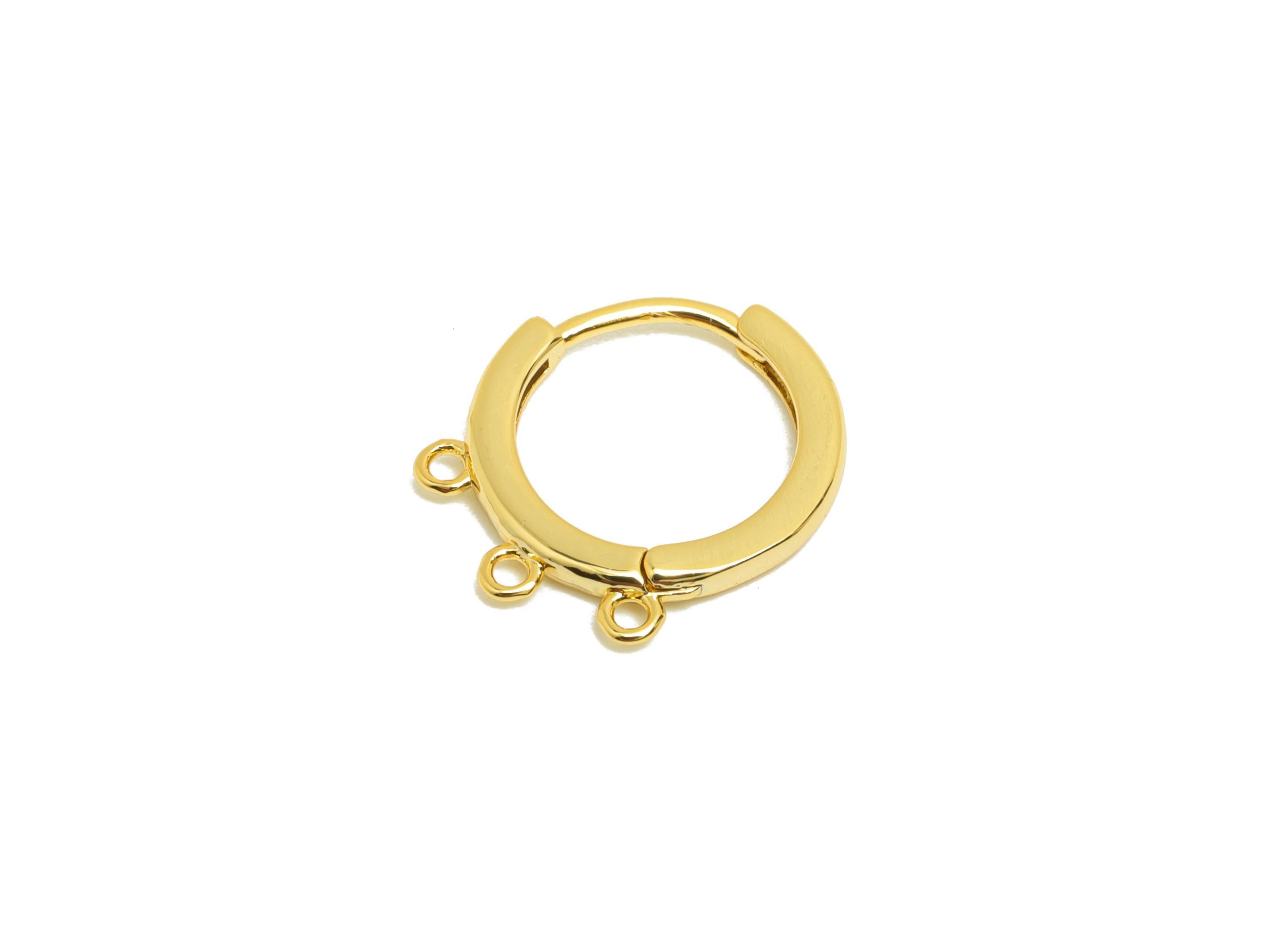 Brass Round Huggie Earring - Gold Hoop Earring for Women - Daily Wear Earring with 3 Loop - 18K Real Gold Plating - 15x13.2x1.6mm - RGP8776 - DOMEDBAZAAR