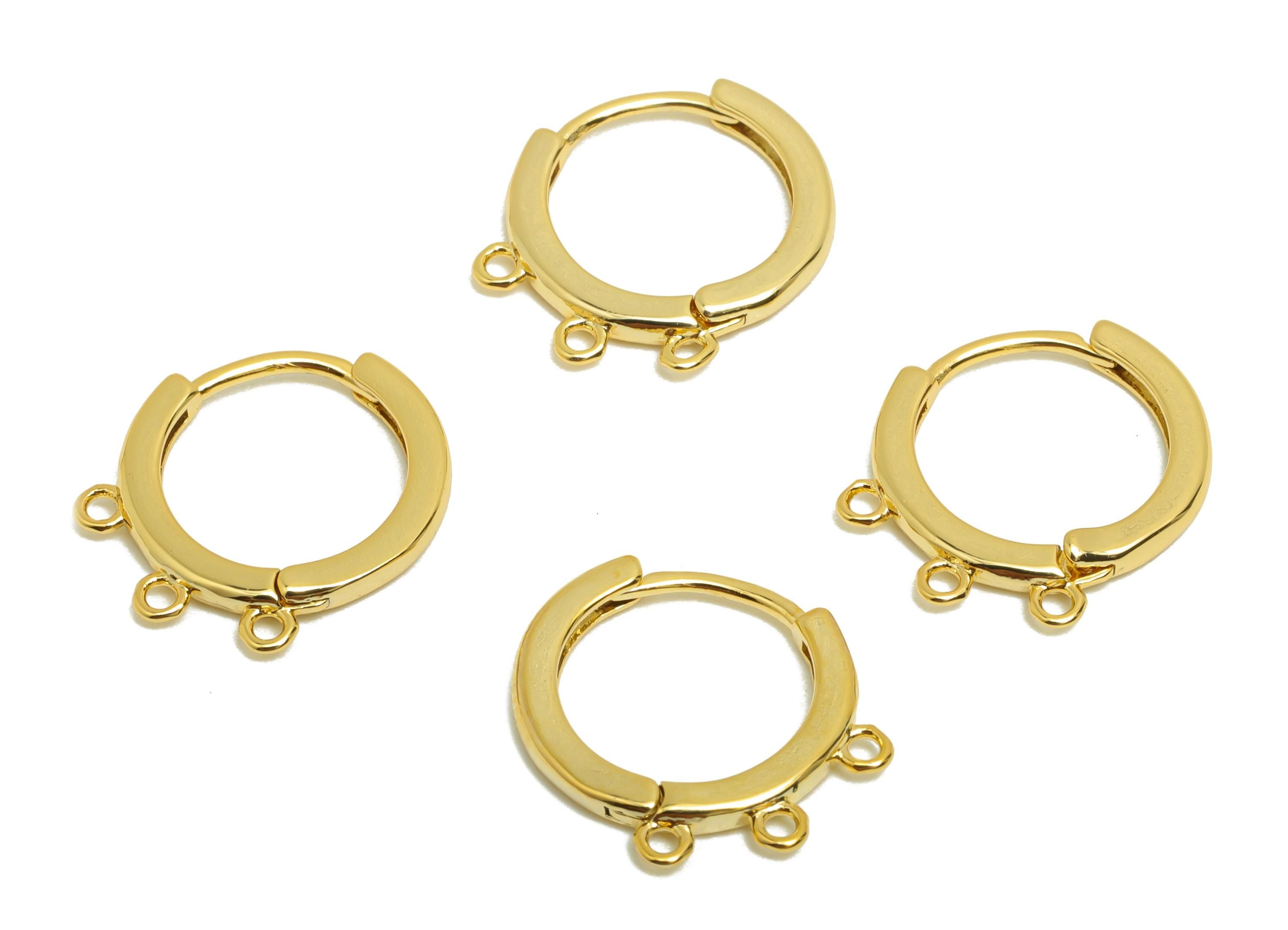 Brass Round Huggie Earring - Gold Hoop Earring for Women - Daily Wear Earring with 3 Loop - 18K Real Gold Plating - 15x13.2x1.6mm - RGP8776 - DOMEDBAZAAR