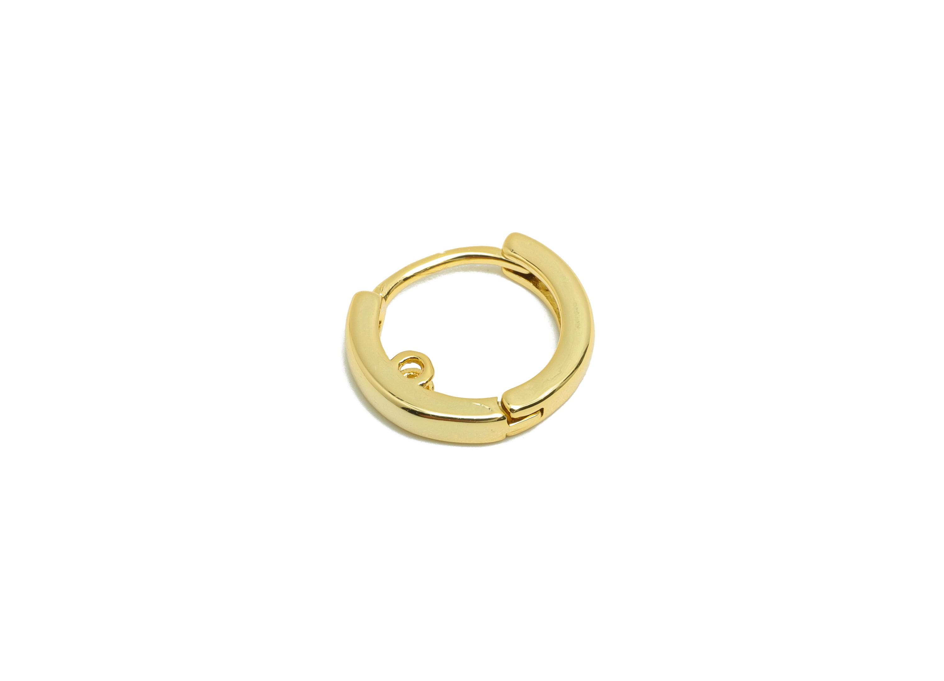 Brass Round Huggie Earring - Gold Hoop Earring for Women - Daily Wear Earring with Loop - 18K Real Gold Plating - 12.3x11.3x2.6mm - RGP8777 - DOMEDBAZAAR