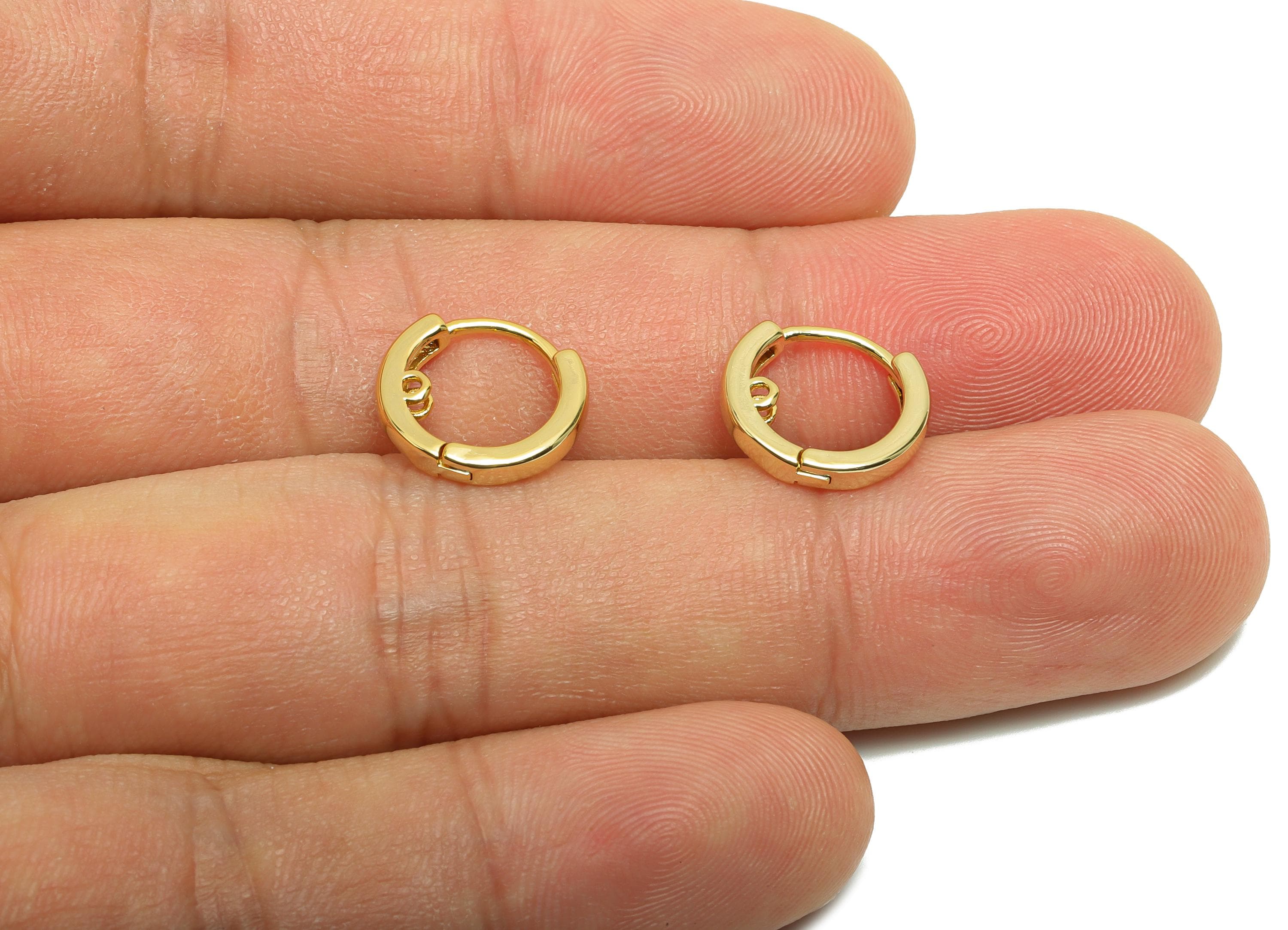 Brass Round Huggie Earring - Gold Hoop Earring for Women - Daily Wear Earring with Loop - 18K Real Gold Plating - 12.3x11.3x2.6mm - RGP8777 - DOMEDBAZAAR