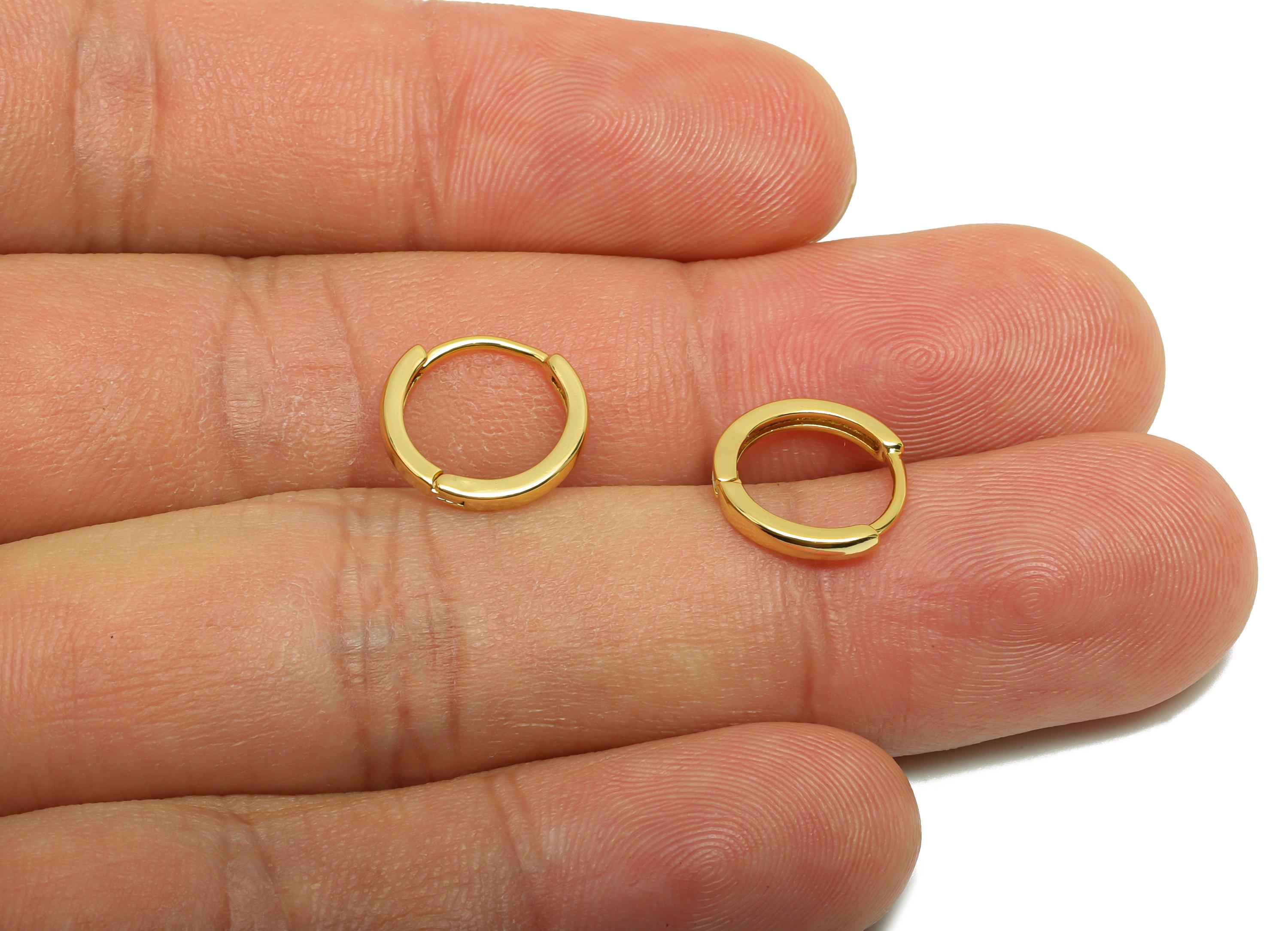 Brass Circle Huggie Earring - Gold Round Earring for Women - Minimalist Daily Wear Earring - 18K Real Gold Plating -12x11.4x1.74mm - RGP8784 - DOMEDBAZAAR