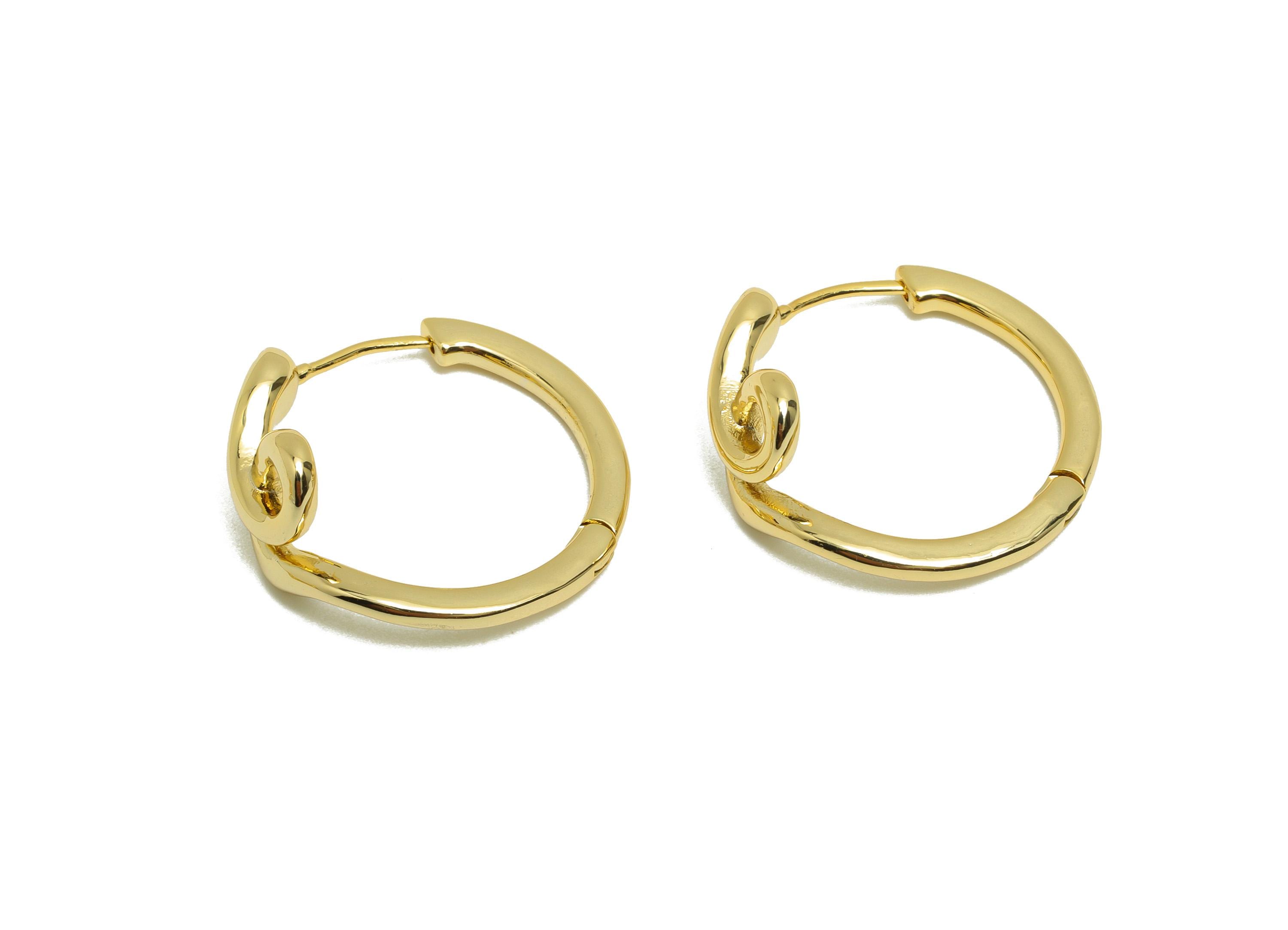 Brass Snake Huggie Earring - Gold Hoop Earring for Women - Huge Daily Wear Earring Clasp - 18K Real Gold Plating - 28x26x12.2mm - RGP8787 - DOMEDBAZAAR