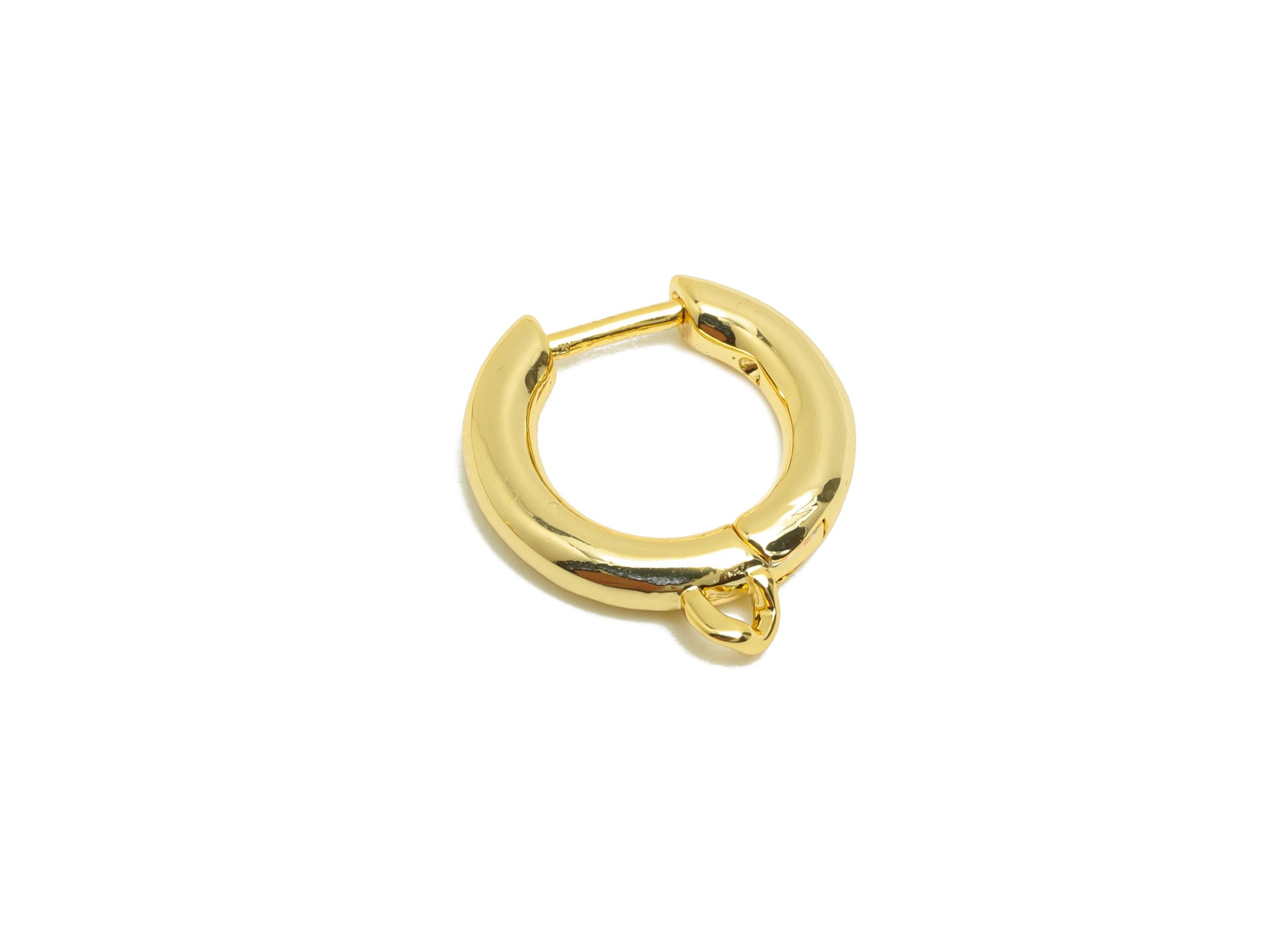 Brass Round Huggie Earring - Gold Hoop Earring for Women - Daily Wear Earring with Loop - 18K Real Gold Plating - 15x13.4x2.4mm - RGP8789 - DOMEDBAZAAR