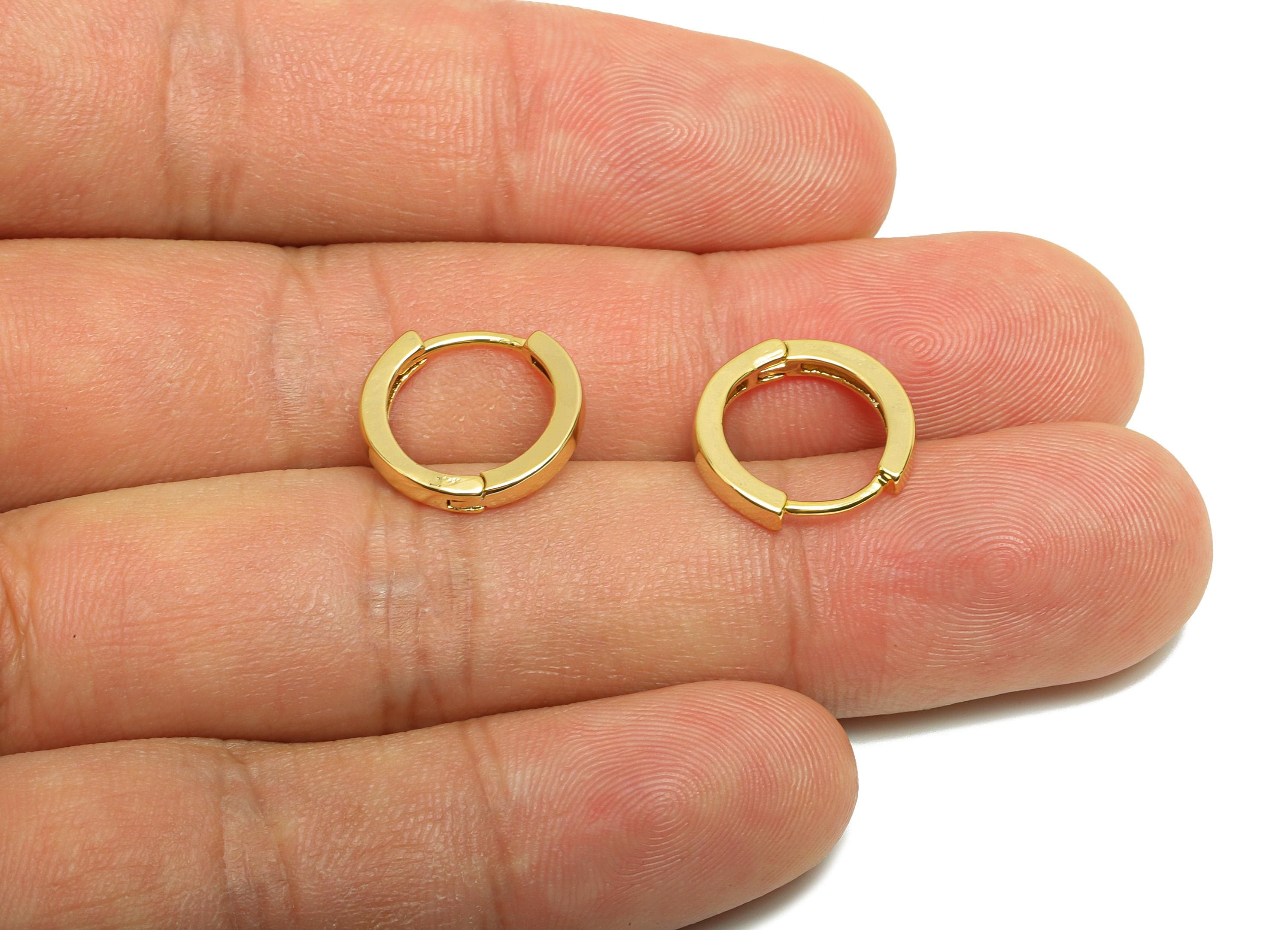 Brass Circle Huggie Earring - Gold Round Earring for Women - Minimalist Daily Wear Earring - 18K Real Gold Plating - 14x13.3x2.2mm - RGP8795 - DOMEDBAZAAR