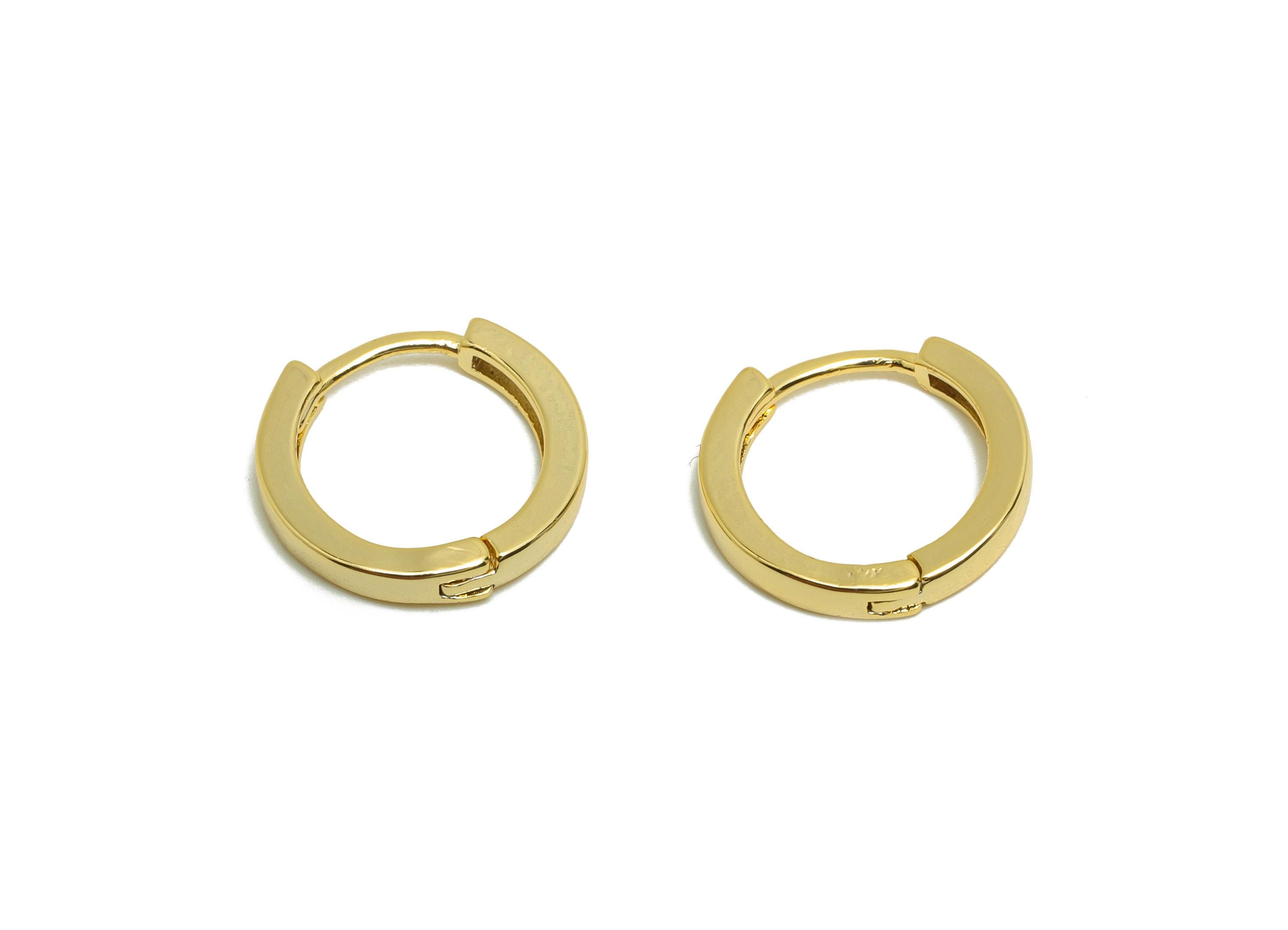 Brass Circle Huggie Earring - Gold Round Earring for Women - Minimalist Daily Wear Earring - 18K Real Gold Plating - 14x13.3x2.2mm - RGP8795 - DOMEDBAZAAR