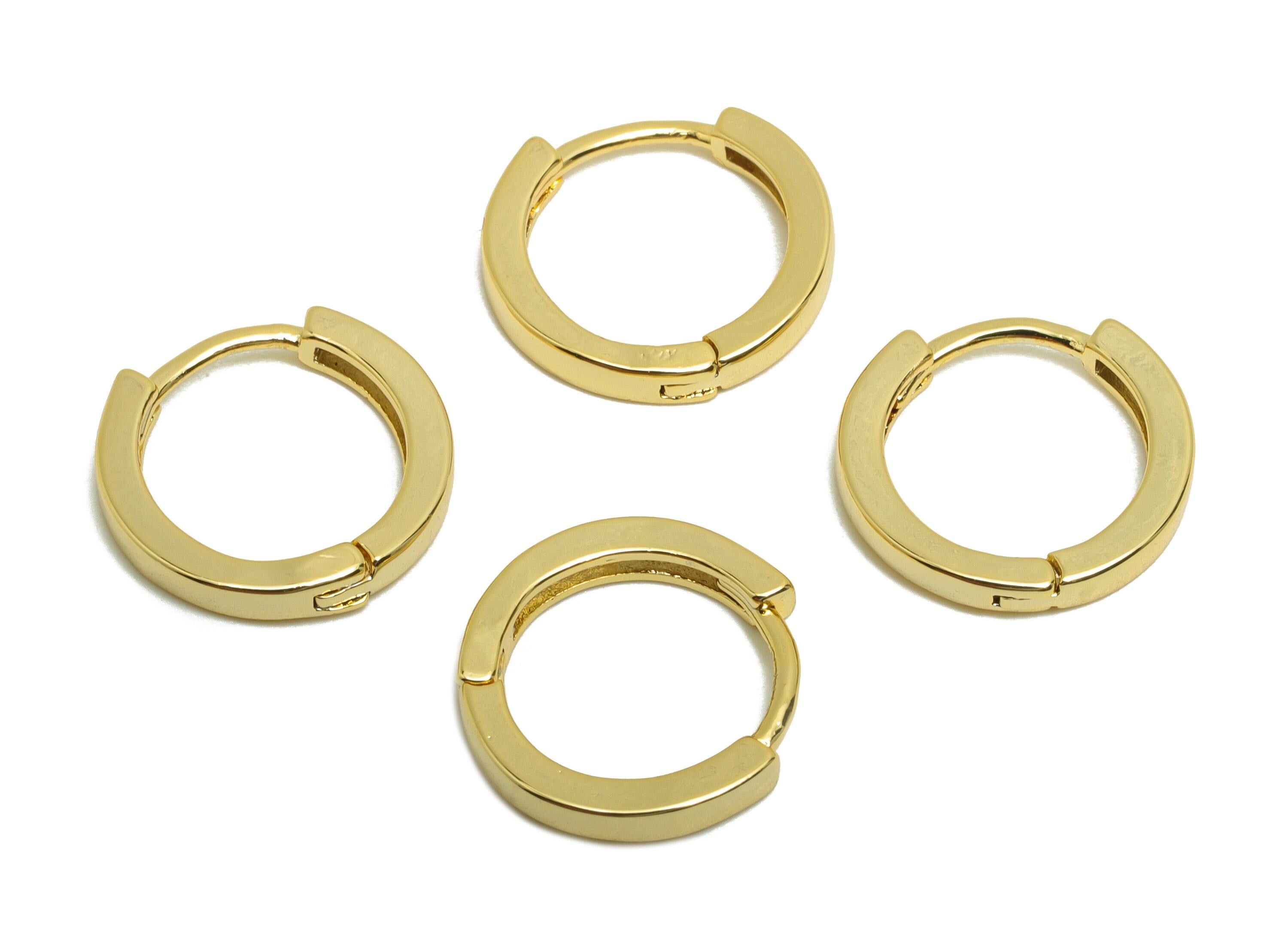 Brass Circle Huggie Earring - Gold Round Earring for Women - Minimalist Daily Wear Earring - 18K Real Gold Plating - 14x13.3x2.2mm - RGP8795 - DOMEDBAZAAR