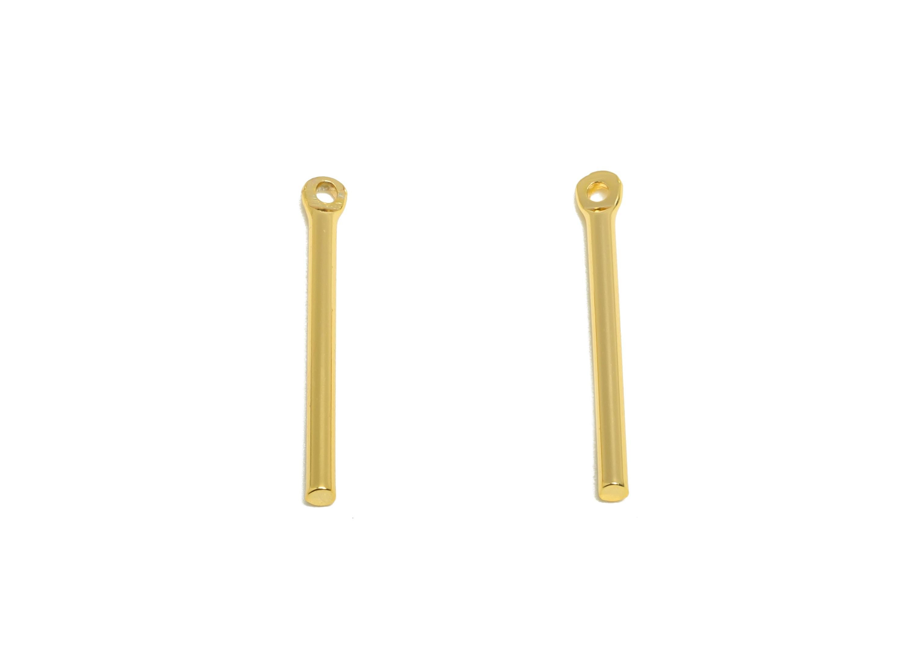 Brass Stick Earring Charm - Brass Bar Earring Charm - Wire Earring Charm - Stick Wire Charm - 18K Real Gold Plating - 20x1x1mm - RGP10204 - DOMEDBAZAAR