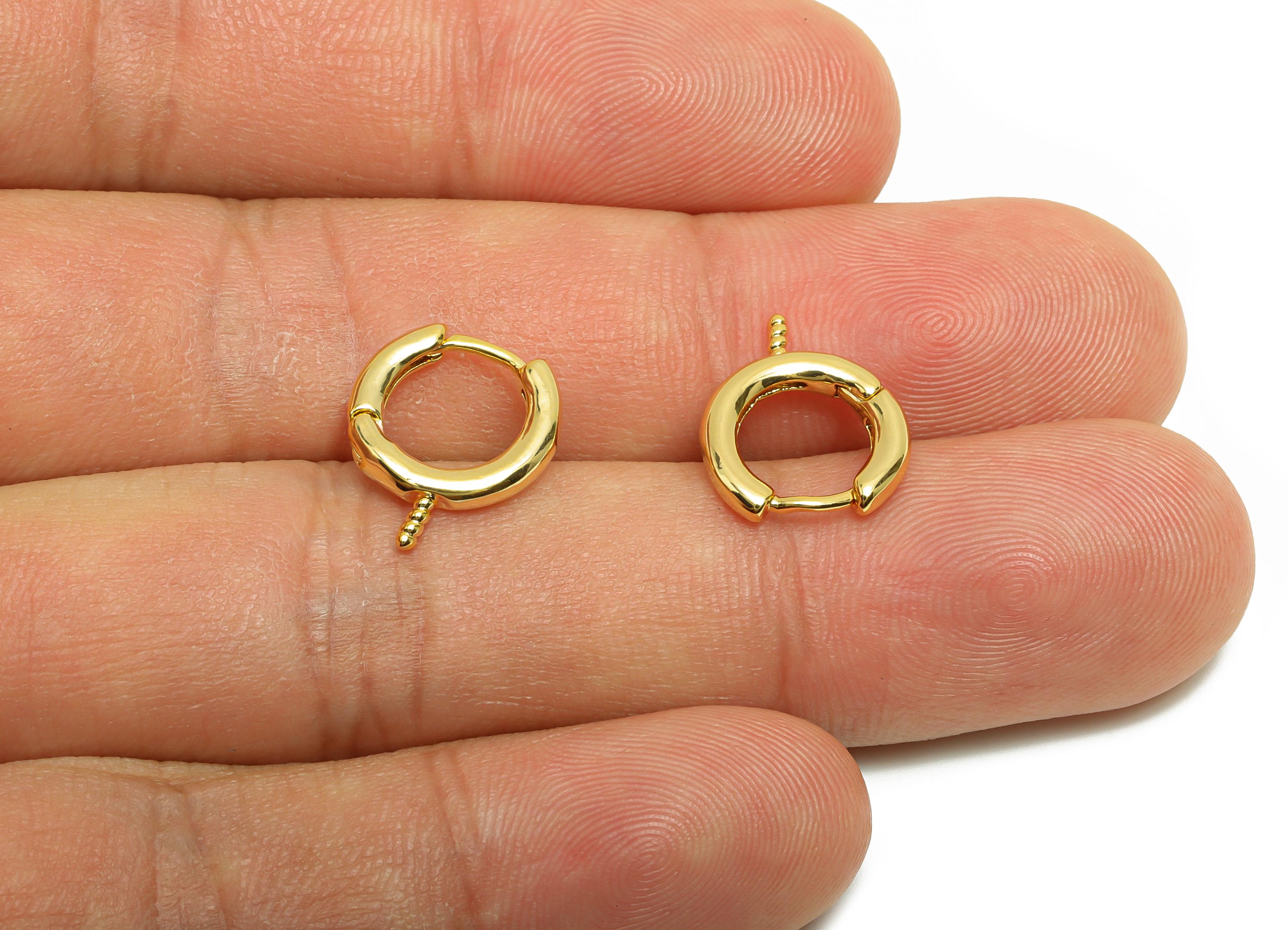 Brass Tiny Hoop Earring - Gold Huggie Setting Earring for Girls- Mini Daily Wear Earring - 18K Real Gold Plating - 14x12x2.1mm - RGP8806 - DOMEDBAZAAR