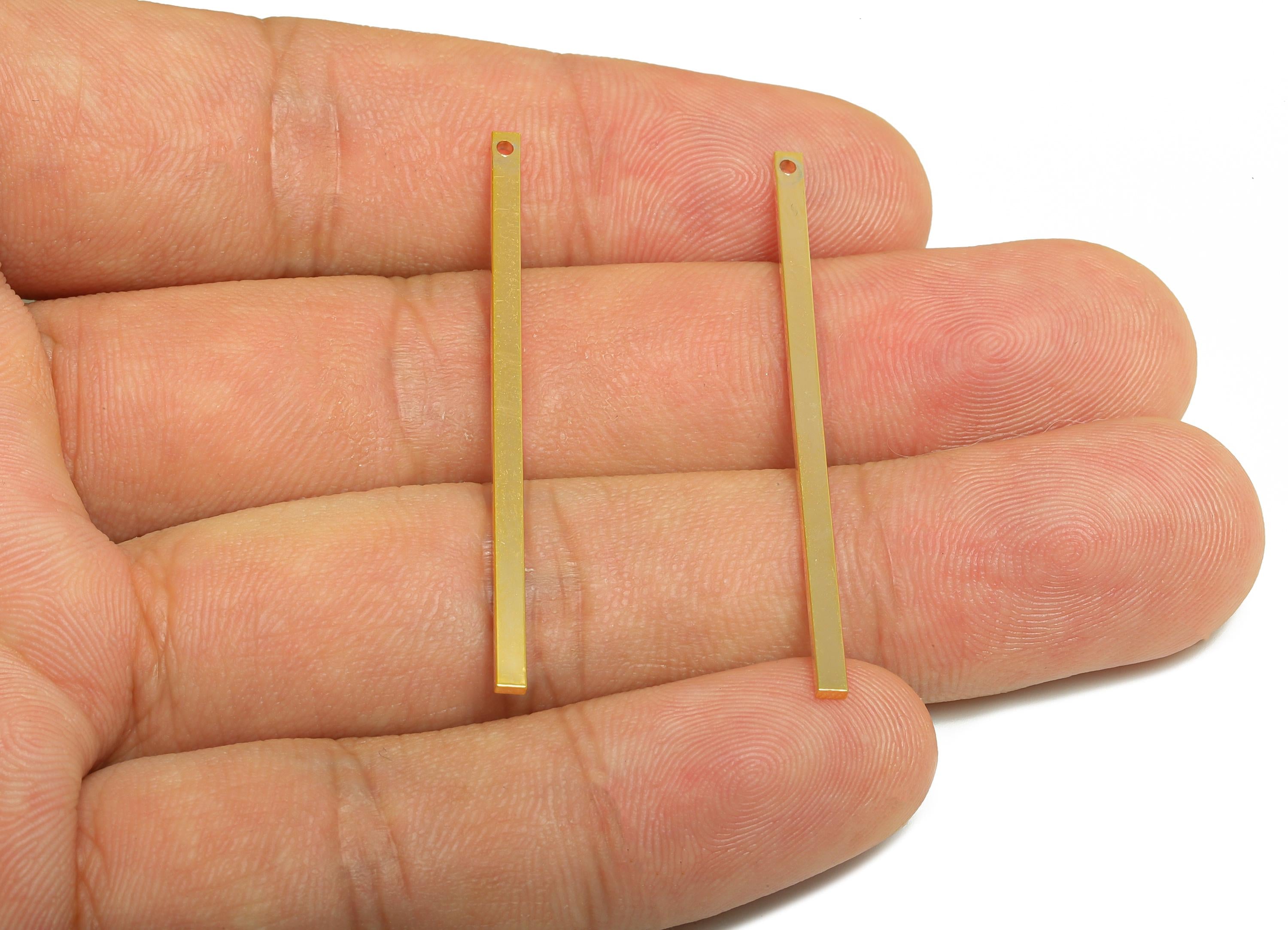 Brass Stick Earring Charm - Brass Bar Earring Charm - Rectangle Wire Earring Charm - Stick Charm - 18K Real Gold Plated - 45x2x1mm -RGP10150 - DOMEDBAZAAR