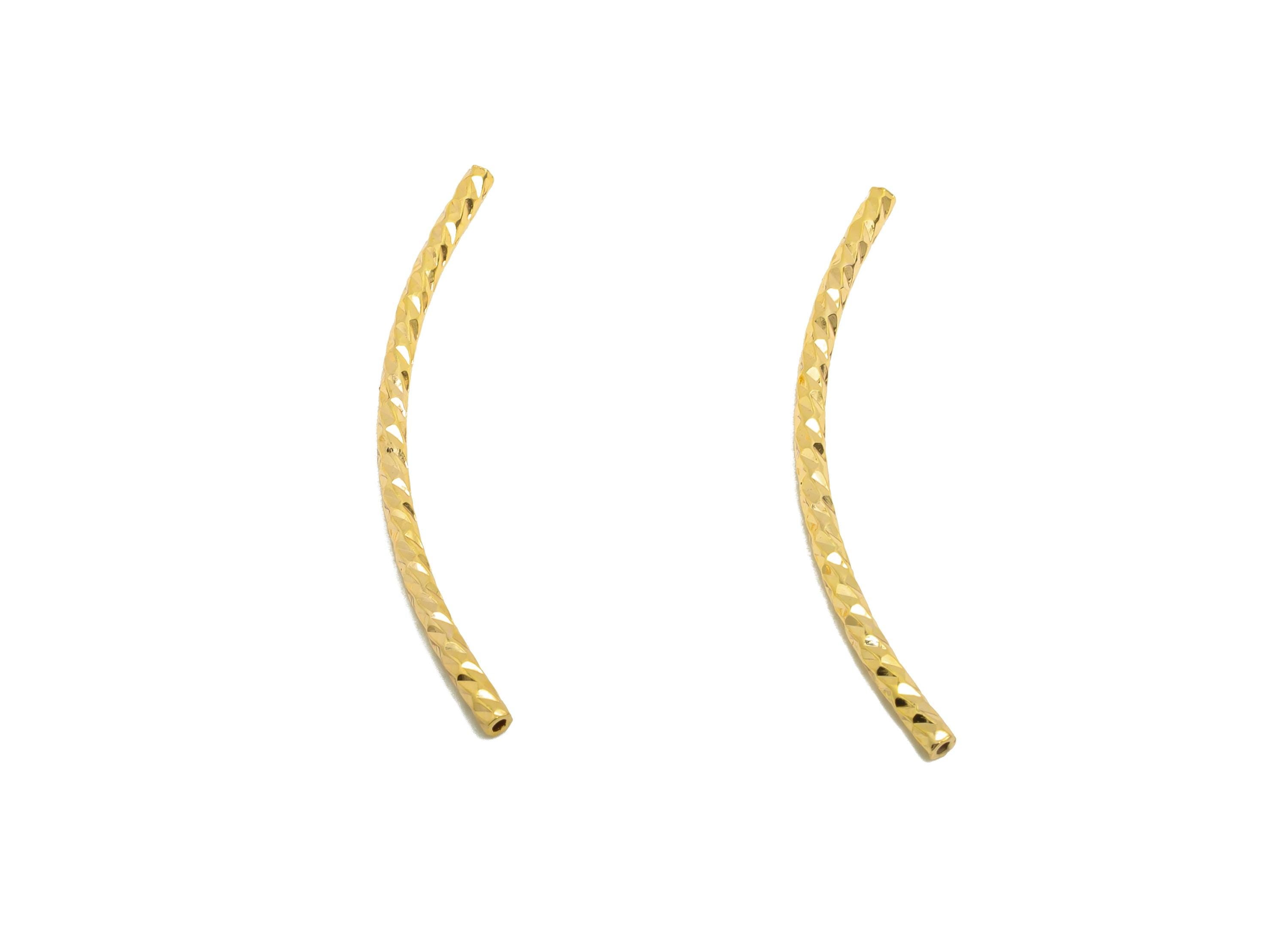 1.5*30 Twisted Chain Links Tube - Brass Textured Pipes for Tubes - Gold Twisted Chain Parts - 18K Real Gold Plated - 30x1.5x1.5mm - RGP10198 - DOMEDBAZAAR