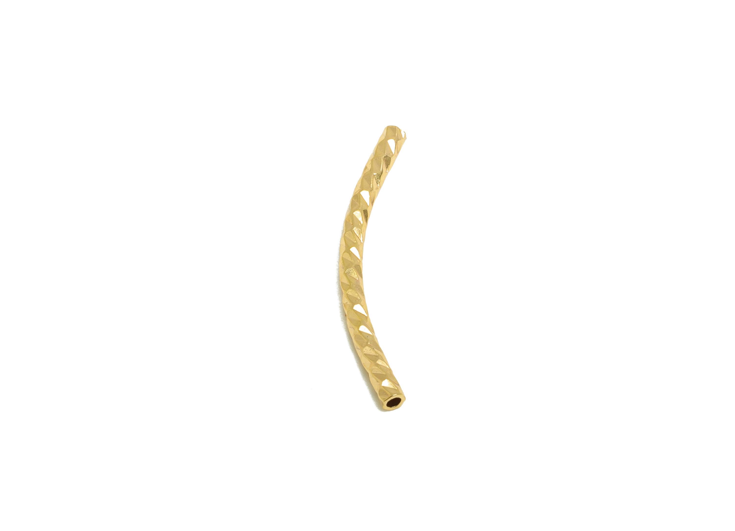 1.5*35 Twisted Chain Links Tube - Brass Textured Pipes for Tubes - Gold Twisted Chain Parts - 18K Real Gold Plated - 34x1.5x1.5mm - RGP10196 - DOMEDBAZAAR