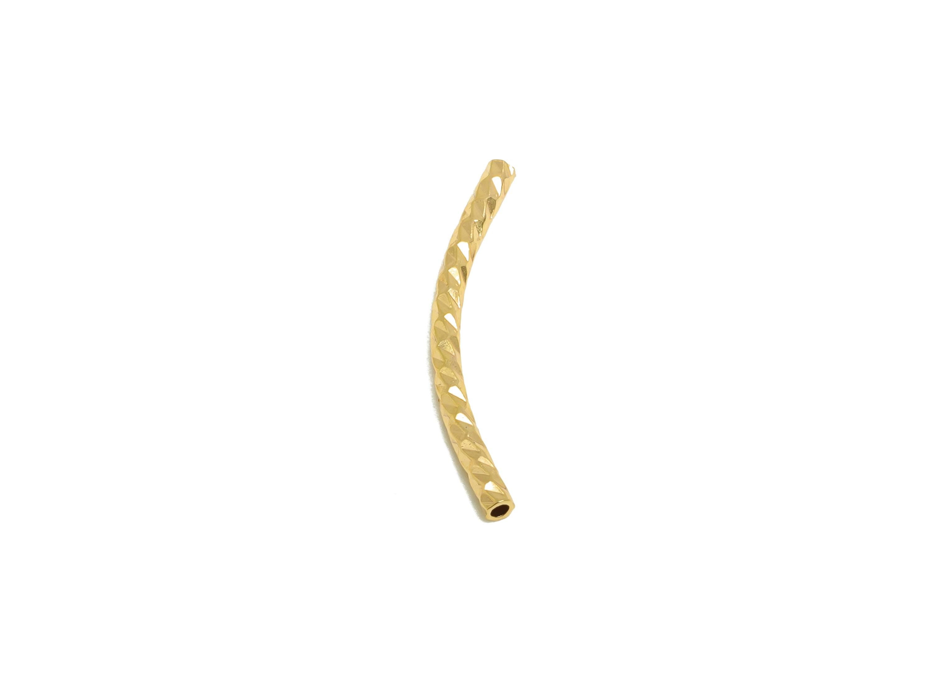 1.5*25 Twisted Chain Links Tube - Brass Textured Pipes for Tubes - Gold Twisted Chain Parts - 18K Real Gold Plated - 25x1.5x1.5mm - RGP10197 - DOMEDBAZAAR