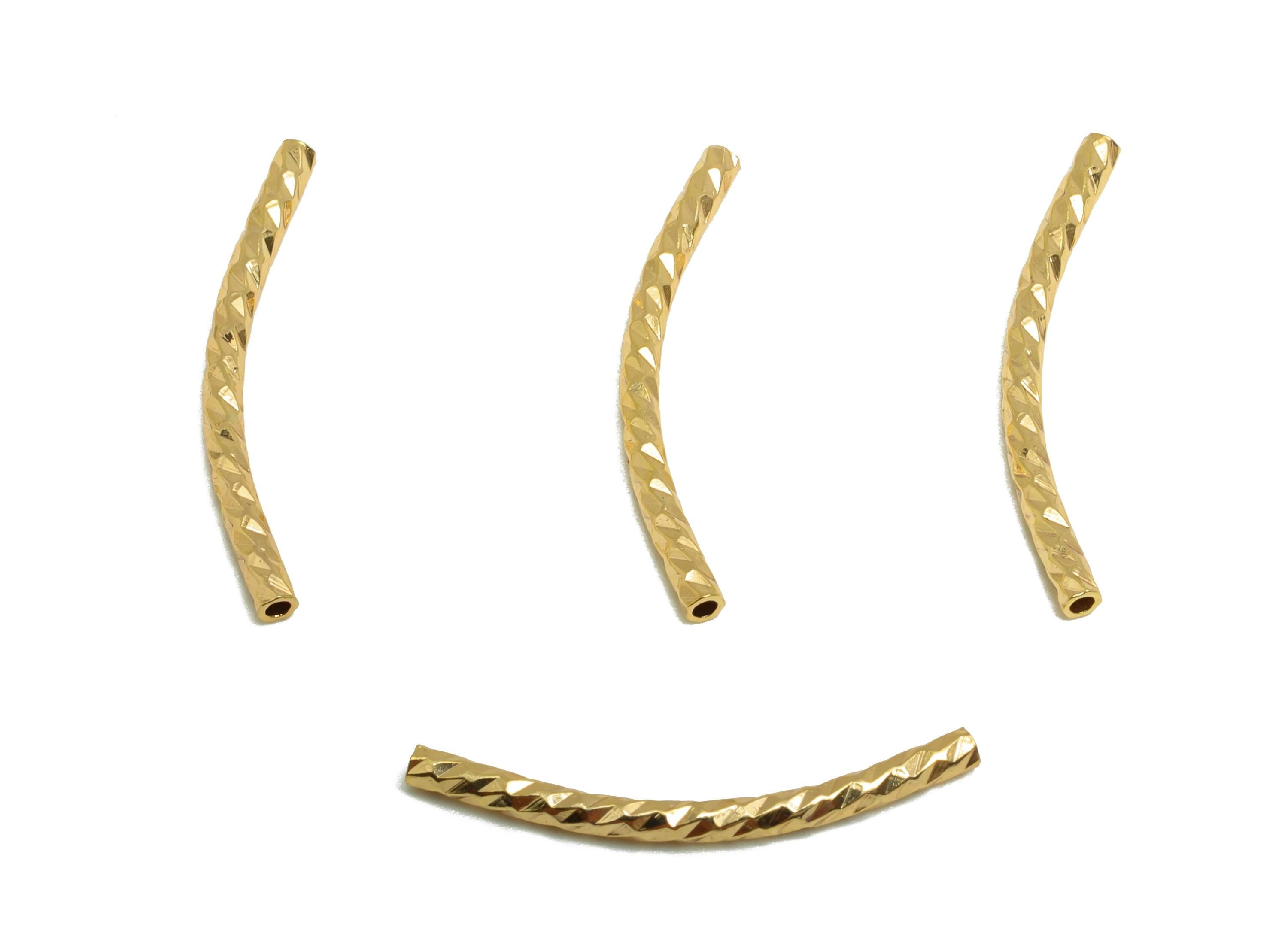 1.5*20 Twisted Chain Links Tube - Brass Textured Pipes for Tubes - Gold Twisted Chain Parts - 18K Real Gold Plated - 20x1.5x1.5mm - RGP10199 - DOMEDBAZAAR