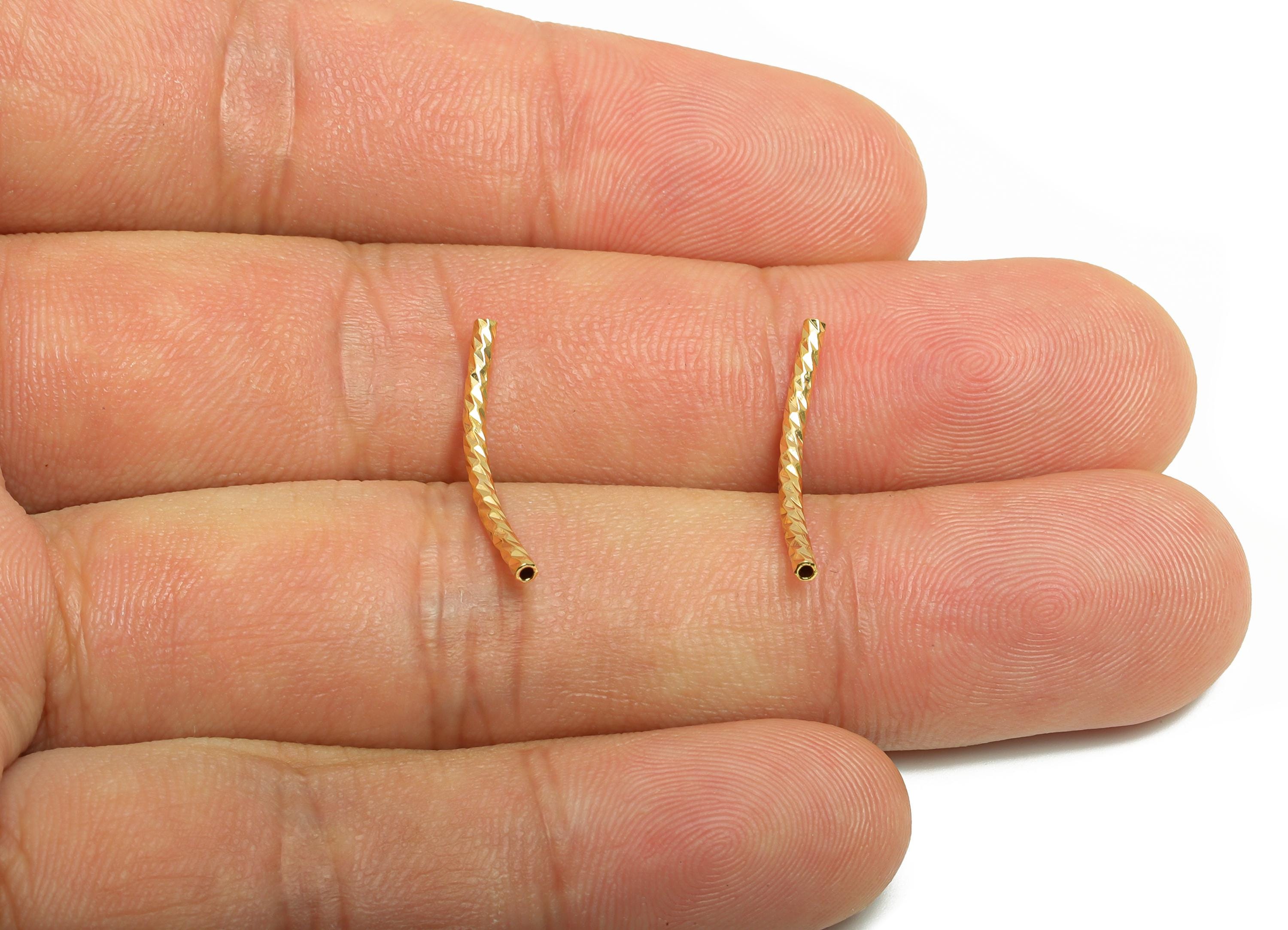 1.5*20 Twisted Chain Links Tube - Brass Textured Pipes for Tubes - Gold Twisted Chain Parts - 18K Real Gold Plated - 20x1.5x1.5mm - RGP10199 - DOMEDBAZAAR
