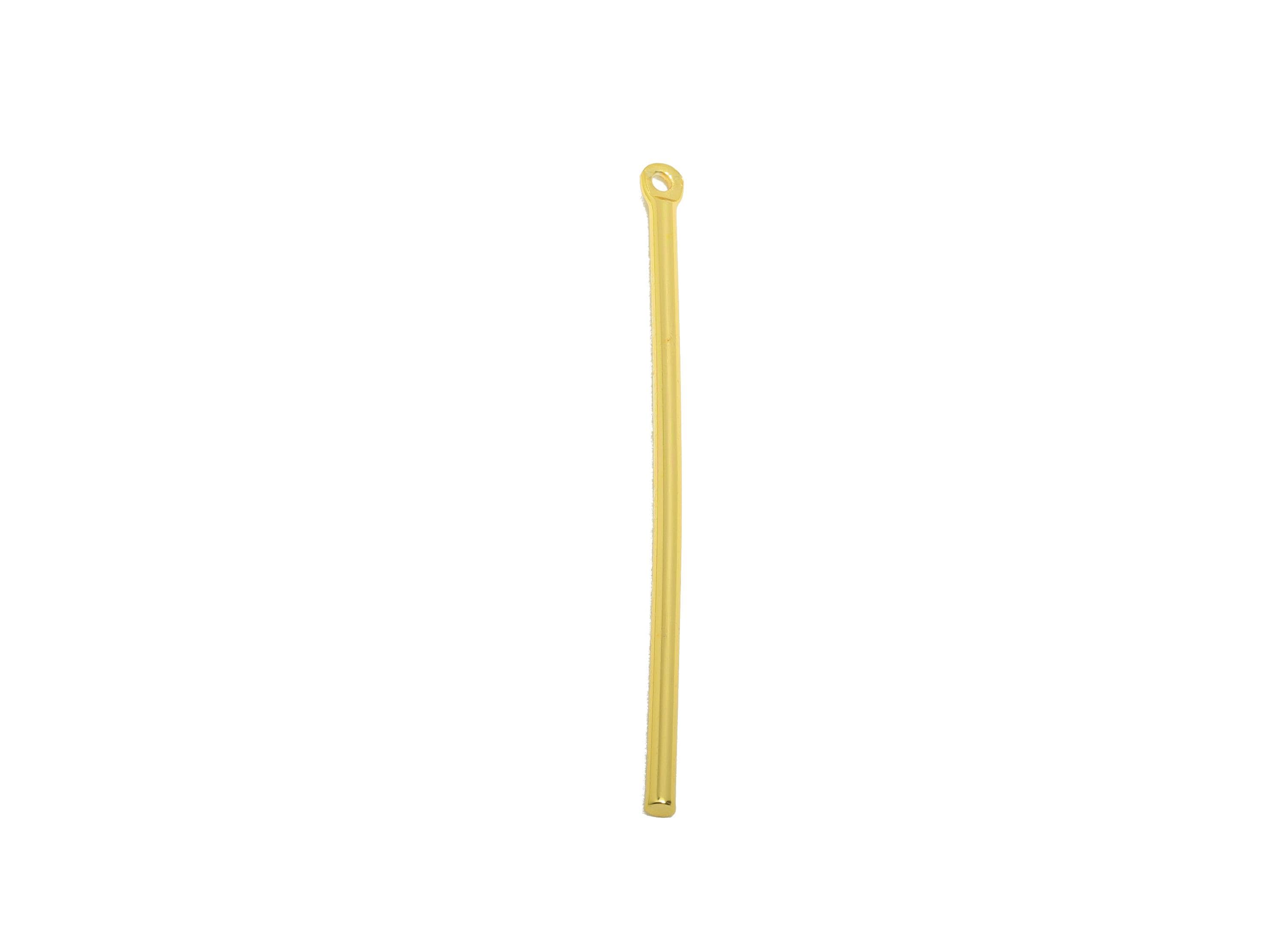 Brass Stick Earring Charm - Brass Minimalist Gold Bar Pendant - Bar Necklace Charm - Gold Jewelry- 18K Real Gold Plated - 40x1x1mm -RGP10200 - DOMEDBAZAAR