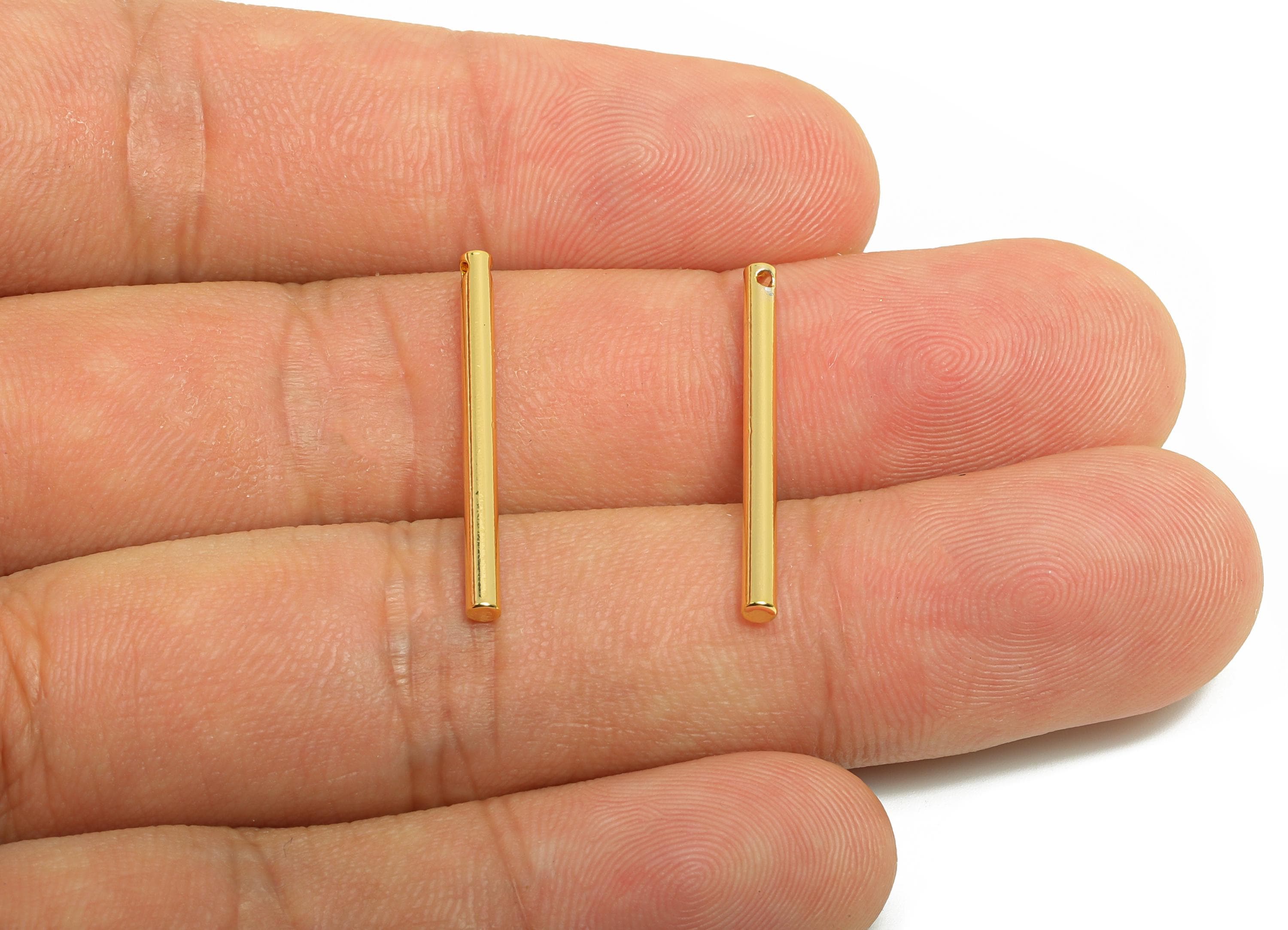2.0*25mm Stick Earring Charm - Brass Minimalist Gold Bar Pendant - Bar Necklace Charms - Gold Jewelry- 18K Real Gold Plating - RGP10177 - DOMEDBAZAAR