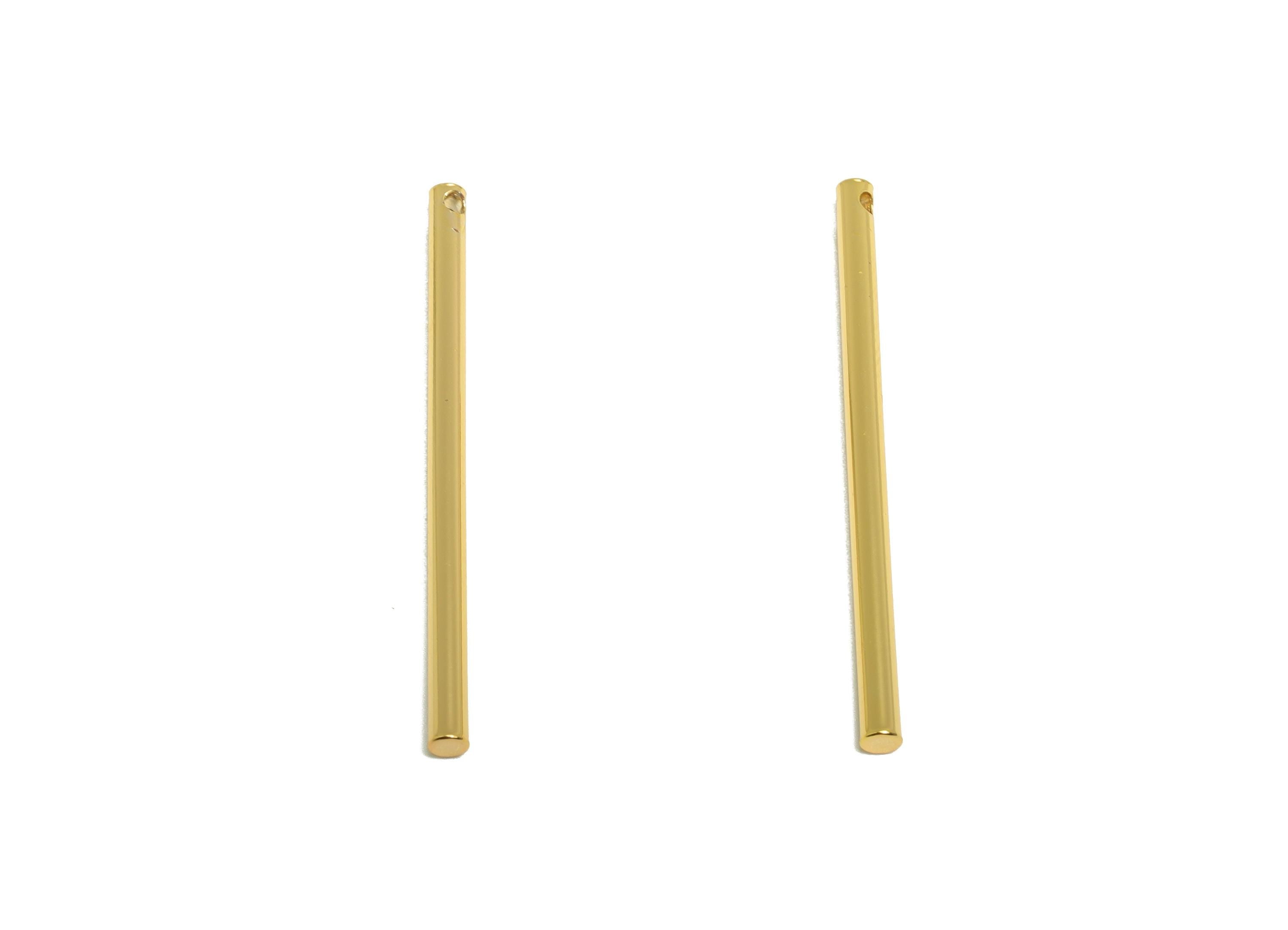 2.0*35mm Stick Earring Charm - Brass Minimalist Gold Bar Pendant - Bar Necklace Charms - Gold Jewelry- 18K Real Gold Plating - RGP10179 - DOMEDBAZAAR