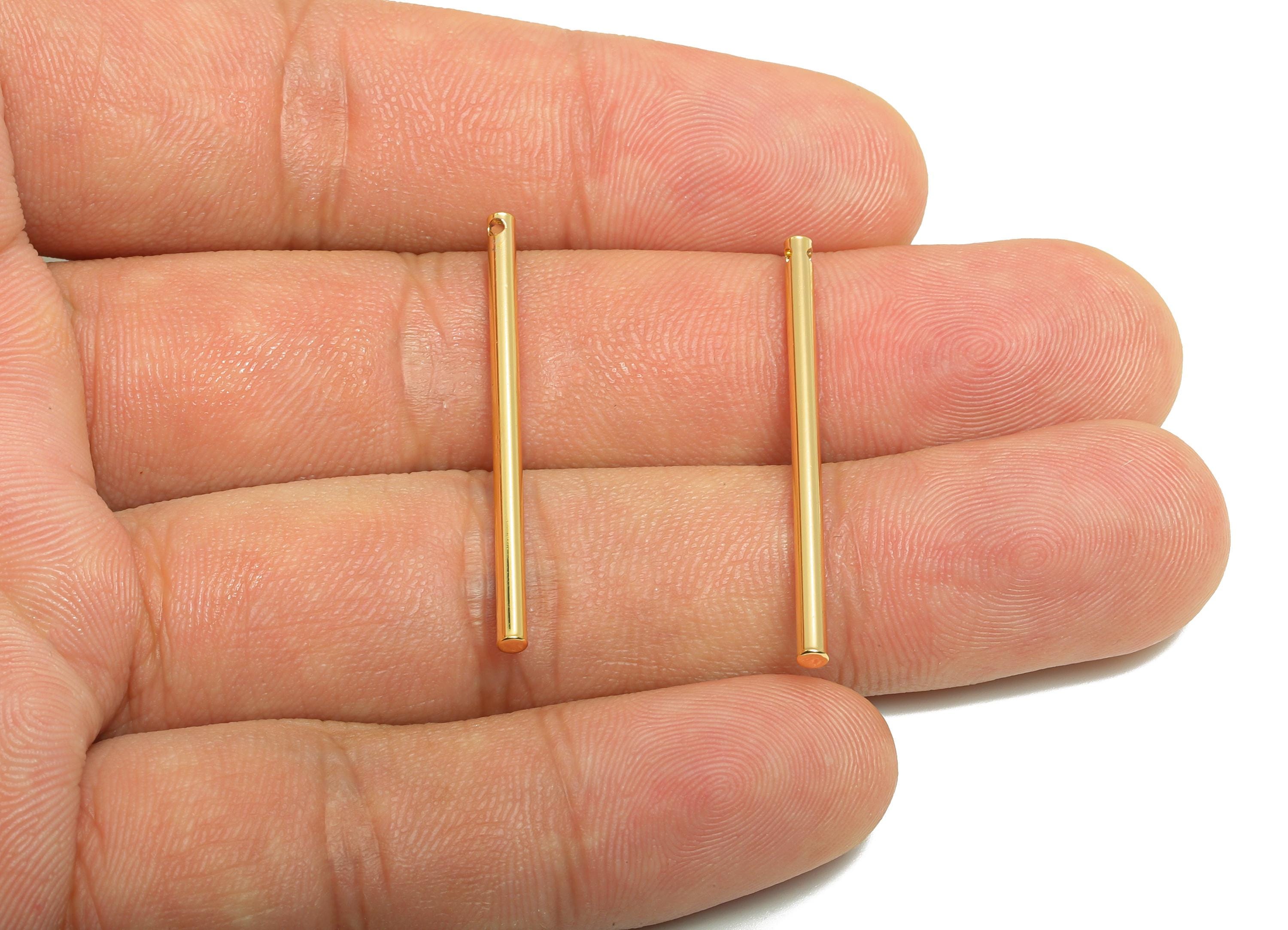2.0*35mm Stick Earring Charm - Brass Minimalist Gold Bar Pendant - Bar Necklace Charms - Gold Jewelry- 18K Real Gold Plating - RGP10179 - DOMEDBAZAAR