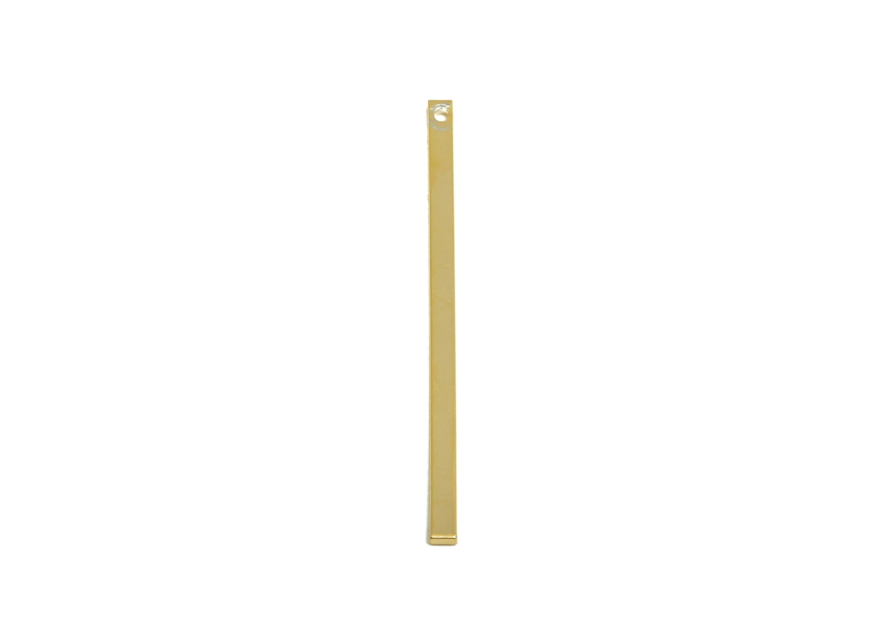 2*1*40mm Rectangle Earring Charm - Brass Minimalist Gold Slim Bar Pendant - Bar Necklace Charm - Gold Jewelry- 18K Real Gold Plated-RGP10182 - DOMEDBAZAAR