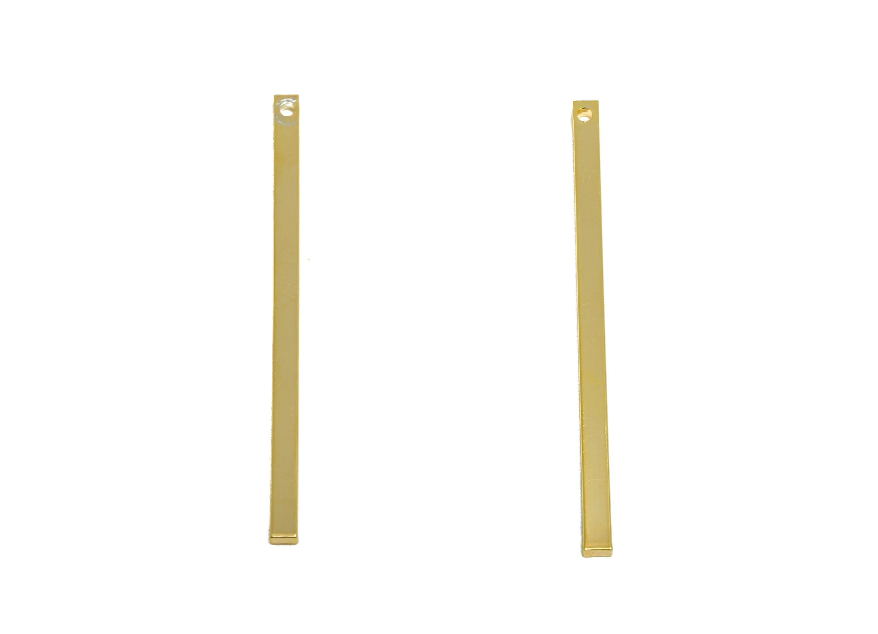 2*1*40mm Rectangle Earring Charm - Brass Minimalist Gold Slim Bar Pendant - Bar Necklace Charm - Gold Jewelry- 18K Real Gold Plated-RGP10182 - DOMEDBAZAAR