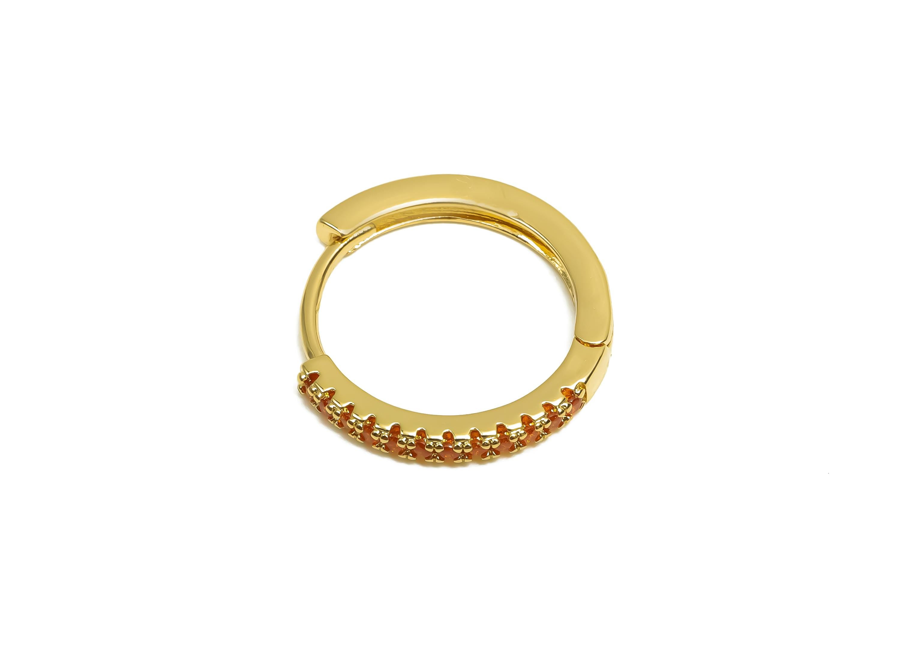 Brass CZ Hoop Earring - Cubic Zircon Huggie Hoop Earring - Round Hoop Earring Clasp - 18K Real Gold Plating - 17.8x16.6x2.1mm - RGP8372 - DOMEDBAZAAR