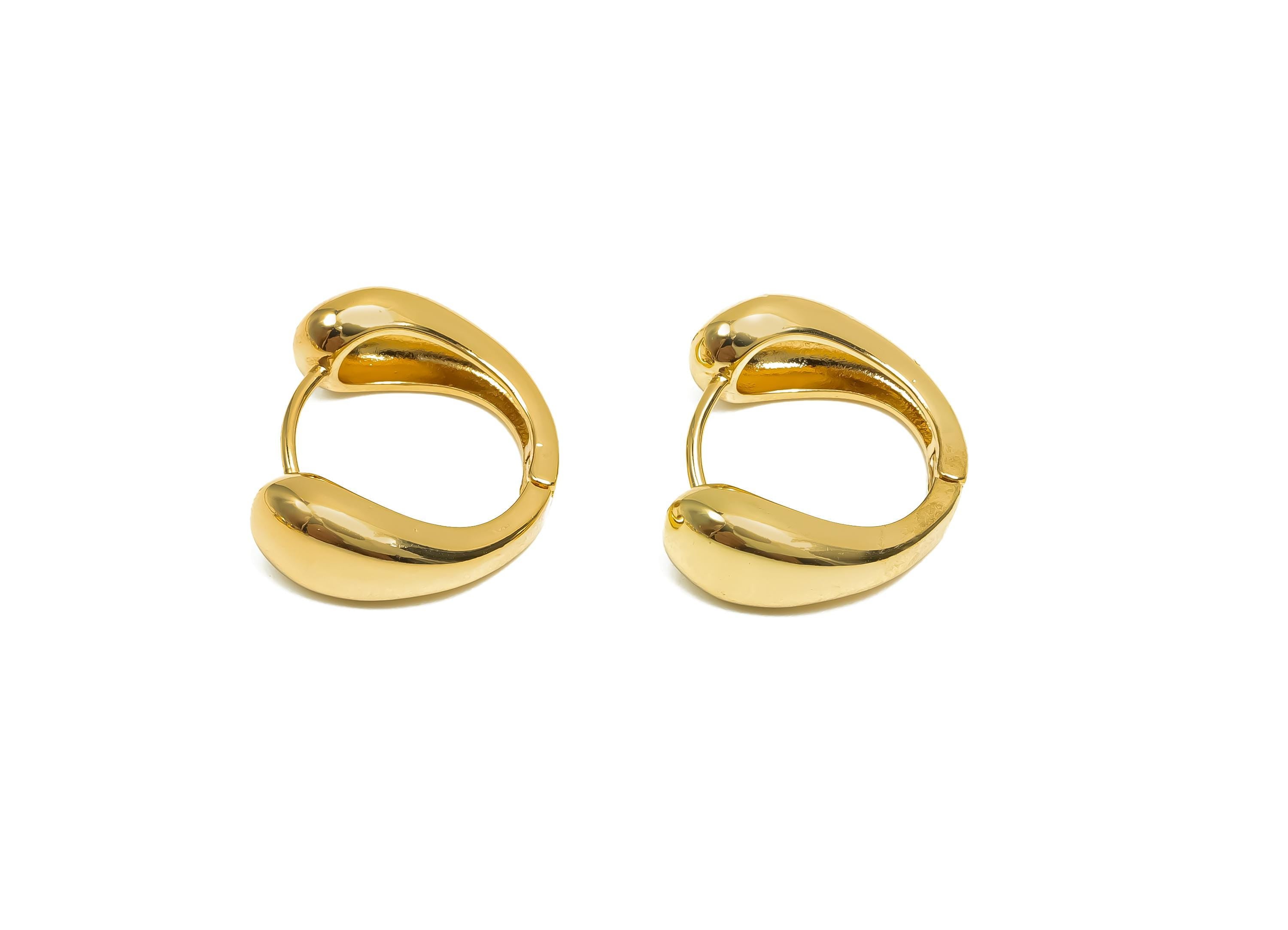 Brass Drop Hoop Earring - Jewelry For Women - Huggie Hoop Clasp Earring - Wedding Day - 18K Real Gold Plating Brass - 17x14x6mm - RGP8392 - DOMEDBAZAAR
