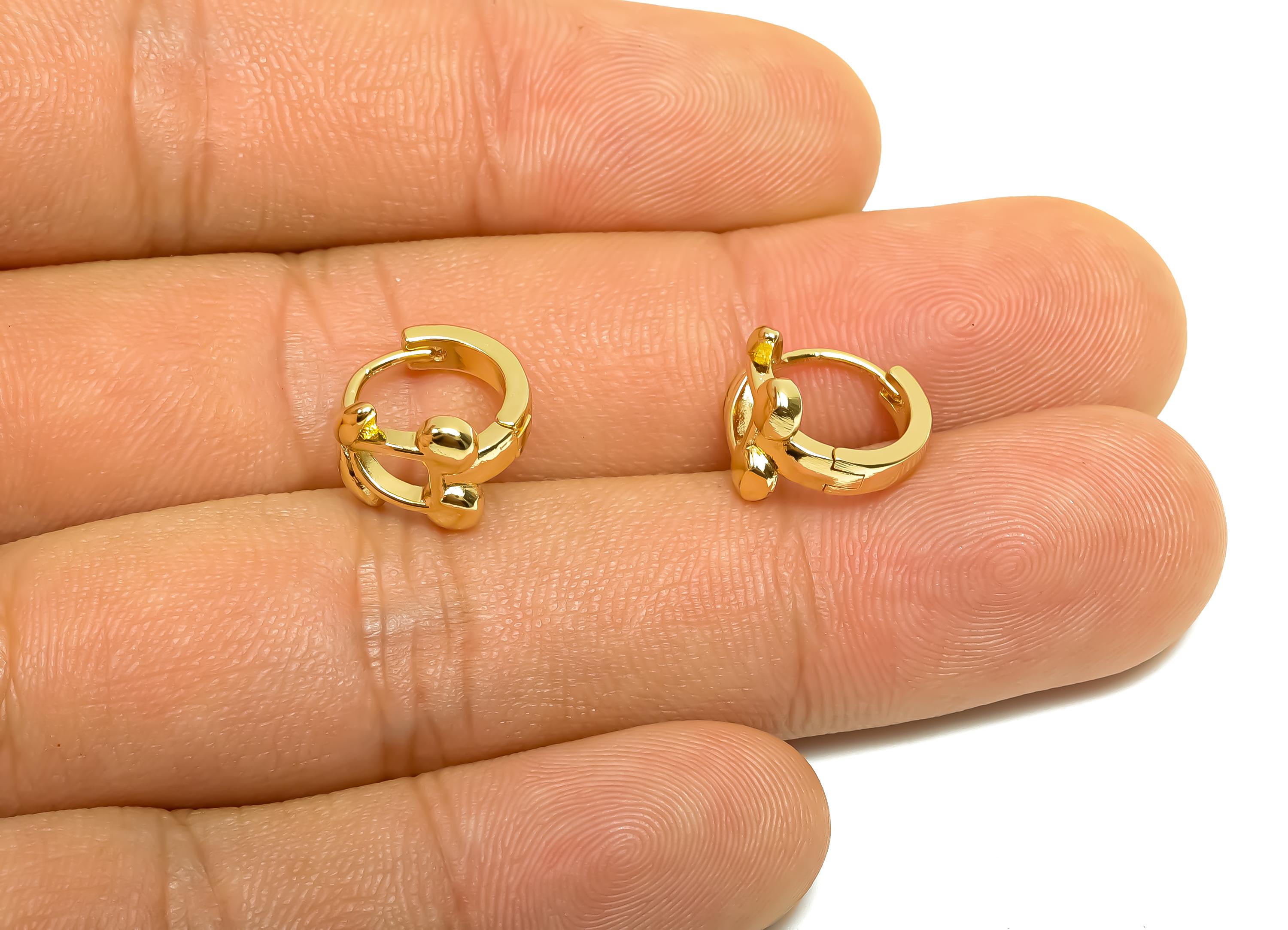 Cherry Hoop Earring - For Woman Earring - Huggie Hoop Earring - Brass Hoop Earring - 18K Real Gold Plating Brass - 12x11.5x8.6mm - RGP8379 - DOMEDBAZAAR