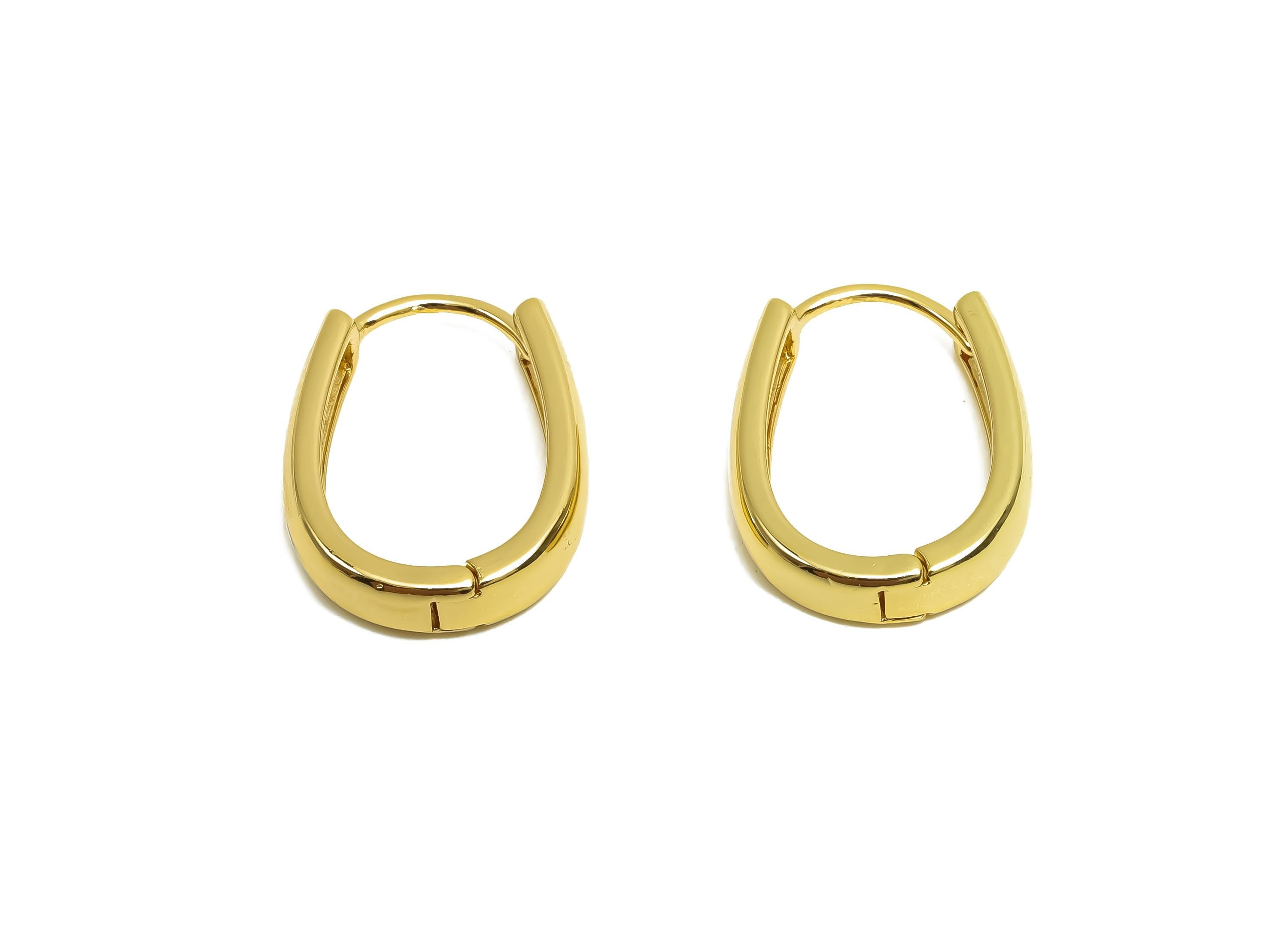 Brass Hoop Earring - Minimalist Gift For Her - Huggie Hoop Clasp Earring - Valentine&#39;s Day - 18K Real Gold Plating Brass - 17x14x3mm-RGP8368 - DOMEDBAZAAR