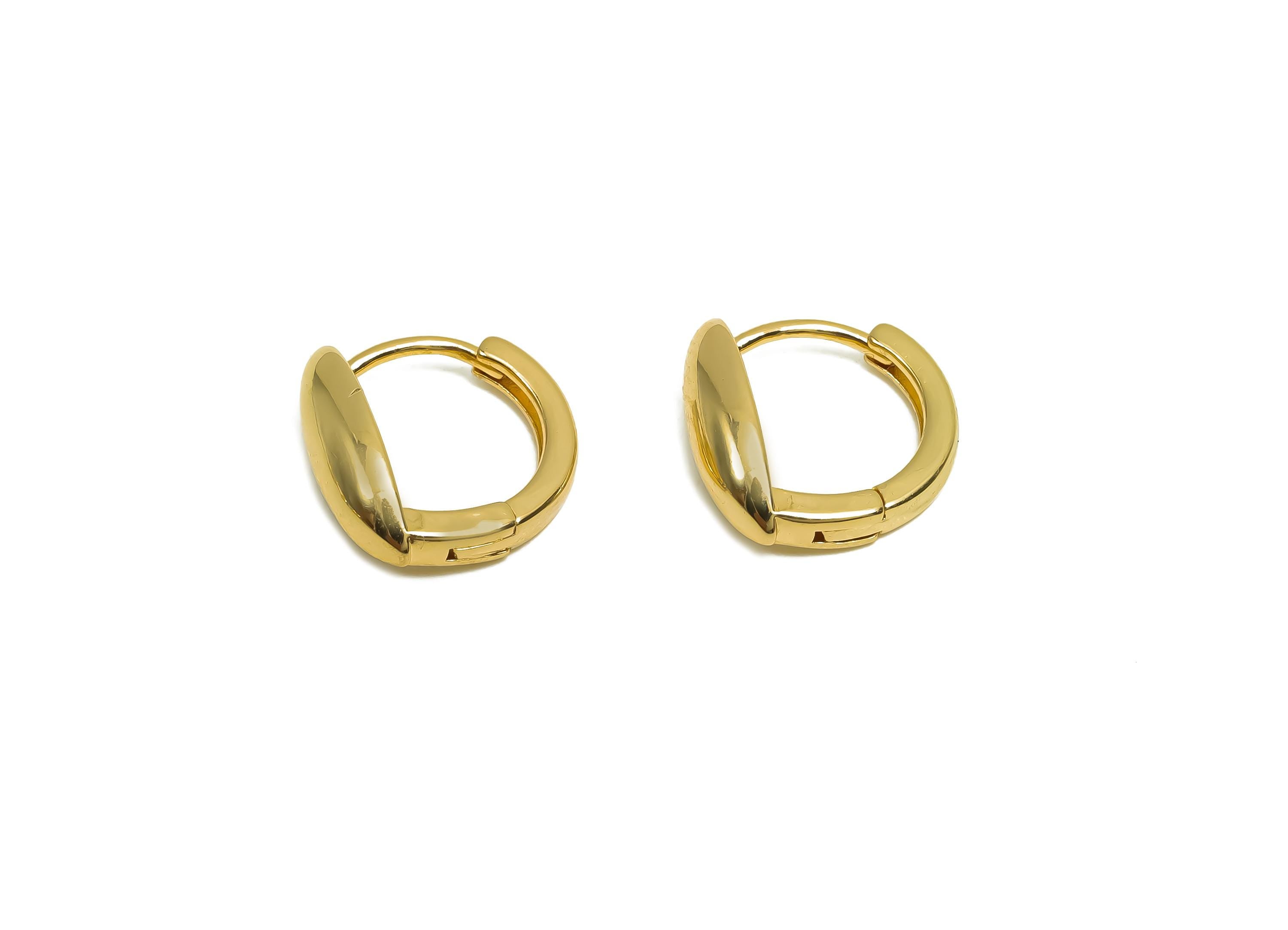 Marquise Hoop Earring - Minimalist For Her - Huggie Hoop Clasp Earring - Valentine&#39;s Day - 18K Real Gold Plating Brass -11x11x4mm - RGP8368 - DOMEDBAZAAR
