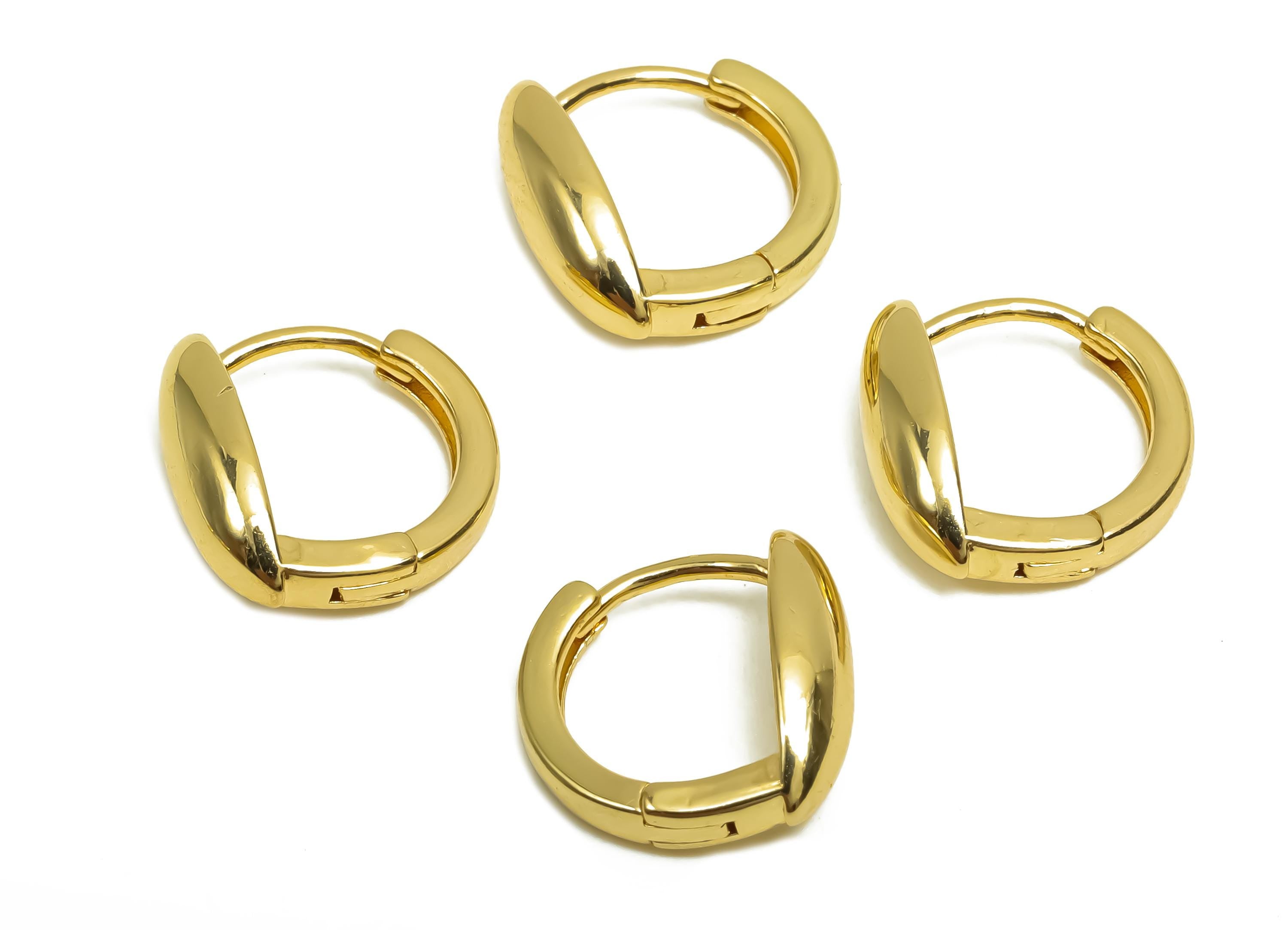 Marquise Hoop Earring - Minimalist For Her - Huggie Hoop Clasp Earring - Valentine&#39;s Day - 18K Real Gold Plating Brass -11x11x4mm - RGP8368 - DOMEDBAZAAR