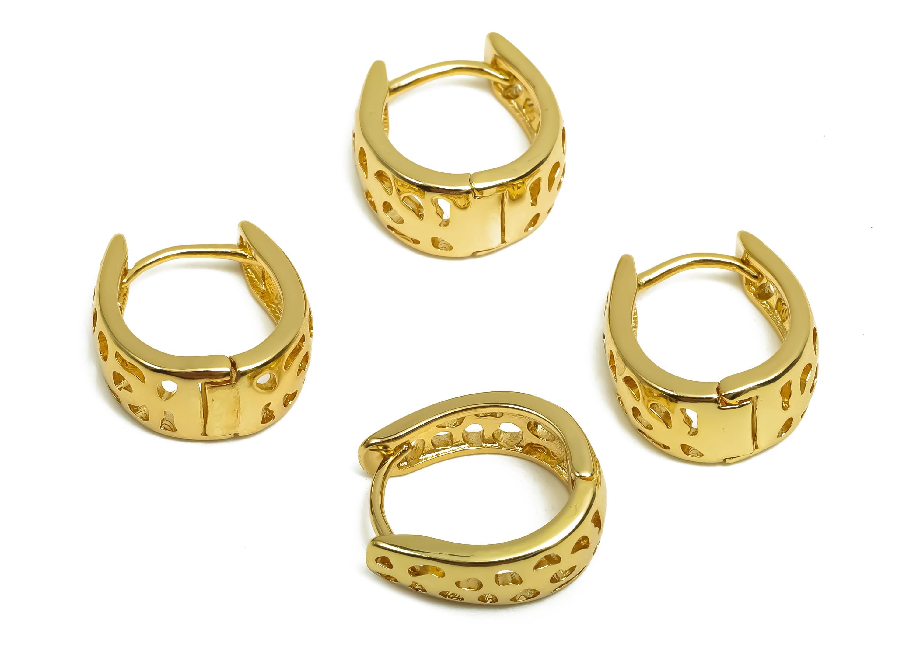 Brass Hoop Earring - For Her - Horseshoe Huggie Hoop Clasp Earring - Valentine&#39;s Day - 18K Real Gold Plating Brass - 15x13.9x6.8mm - RGP8385 - DOMEDBAZAAR