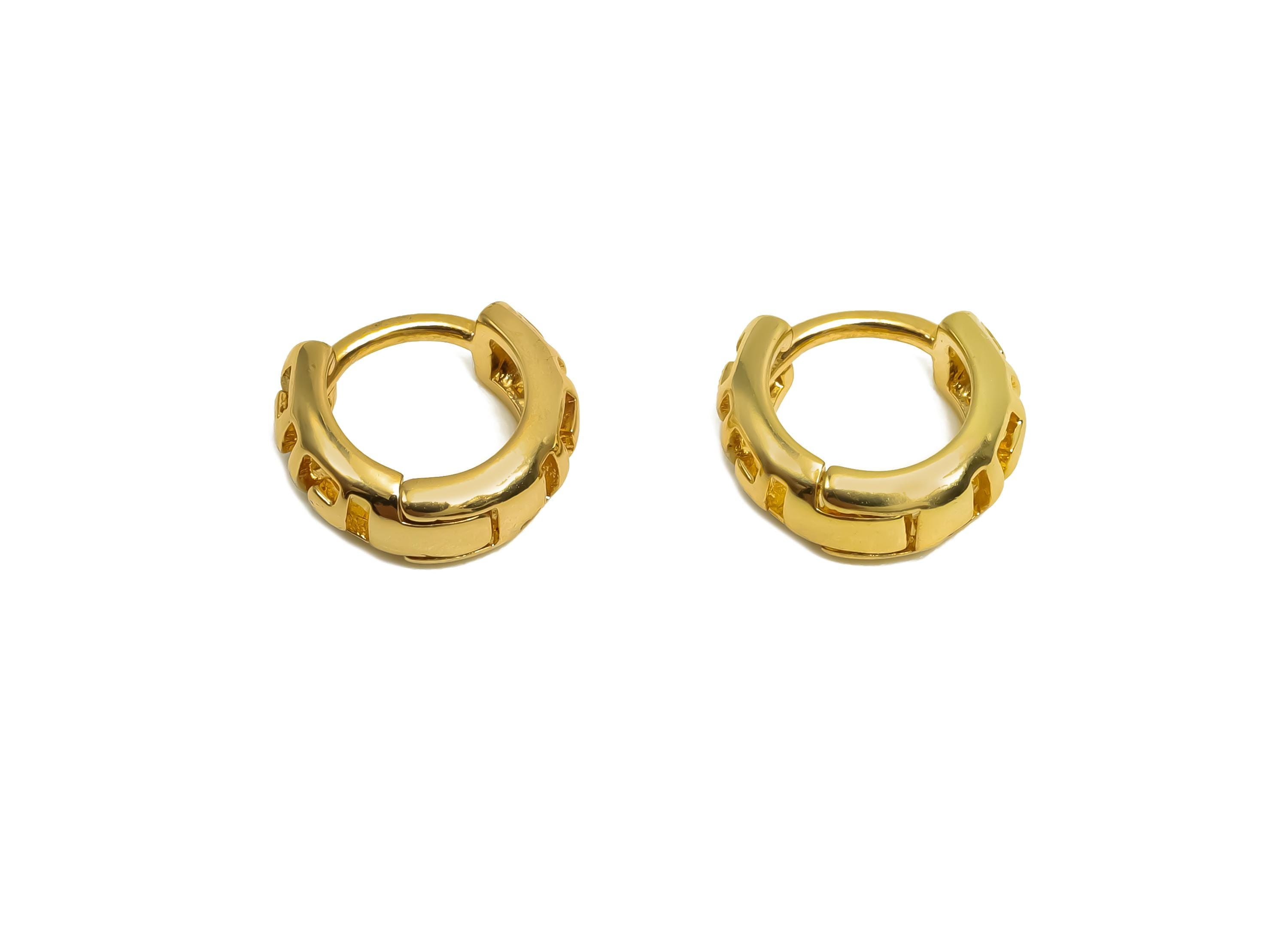 Brass Hoop Earring - Jewelry For Women - Pattern Huggie Hoop Earring - Wedding Day - 18K Real Gold Plating - 10x9.3x3.8mm - RGP8383 - DOMEDBAZAAR