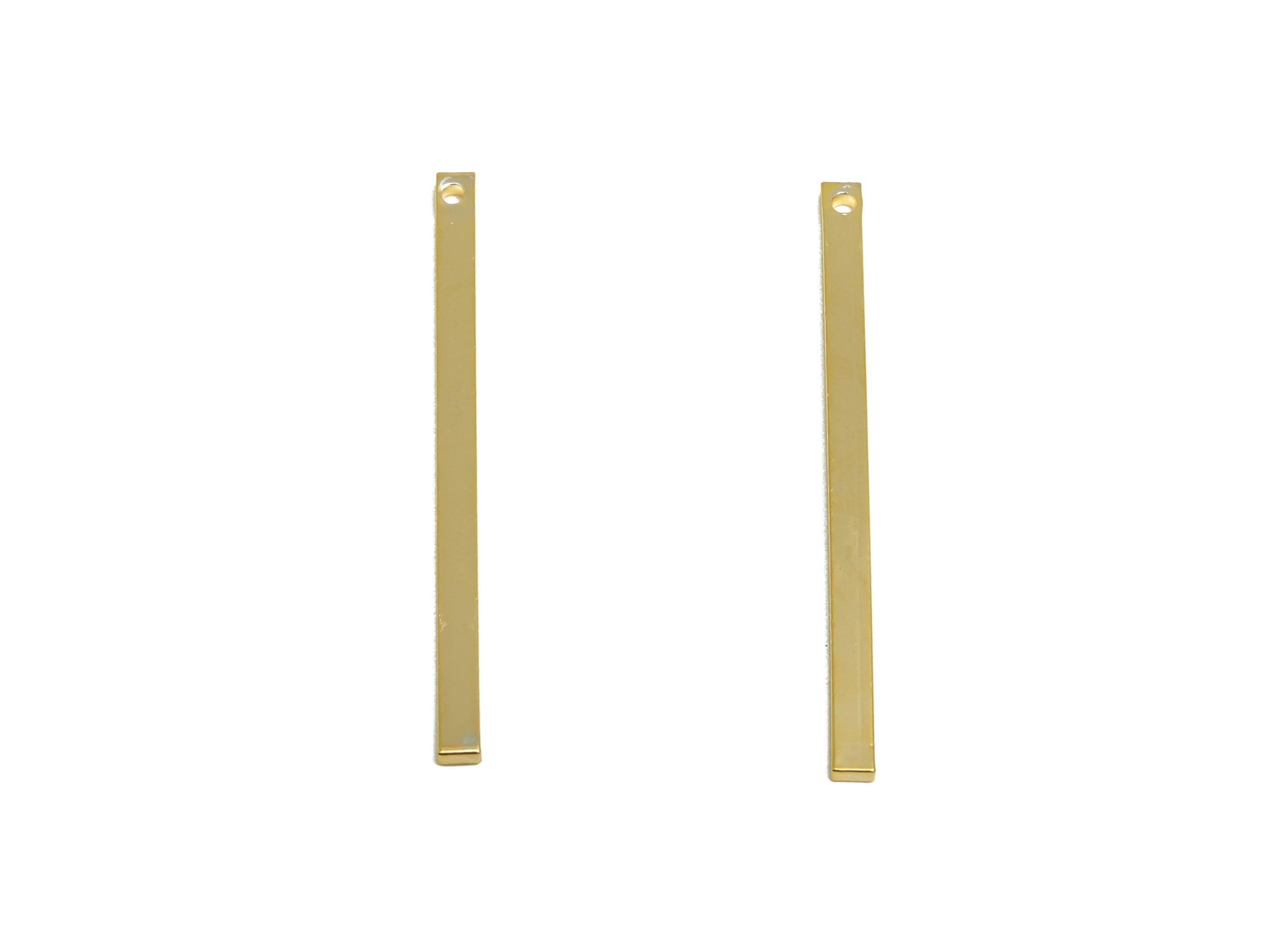 2*1*35mm Rectangle Earring Charm - Brass Minimalist Gold Slim Bar Pendant - Necklace Charm - Gold Jewelry - 18K Real Gold Plated - RGP10152 - DOMEDBAZAAR