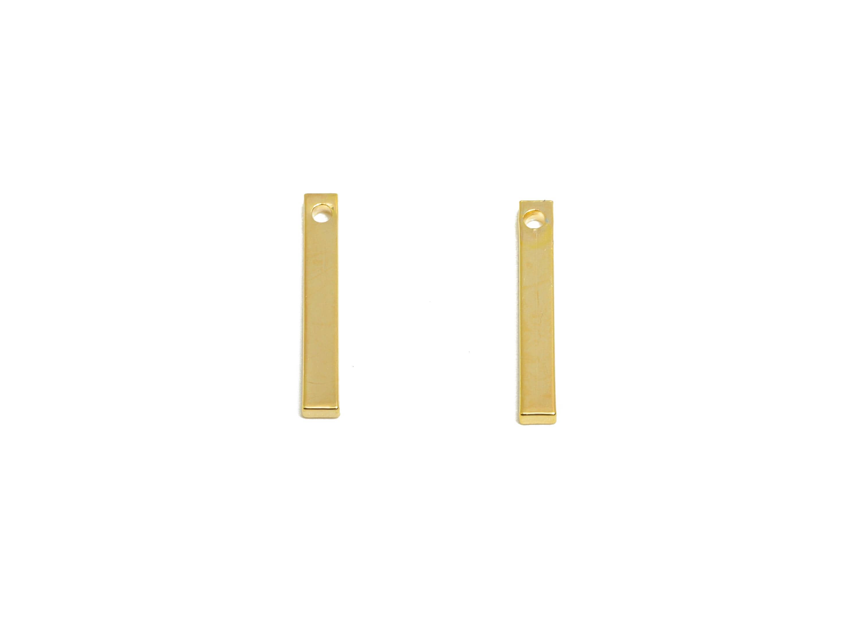 2*1*15mm Rectangle Earring Charm - Brass Minimalist Gold Slim Bar Pendant - Necklace Charm - Gold Jewelry - 18K Real Gold Plated - RGP10146 - DOMEDBAZAAR