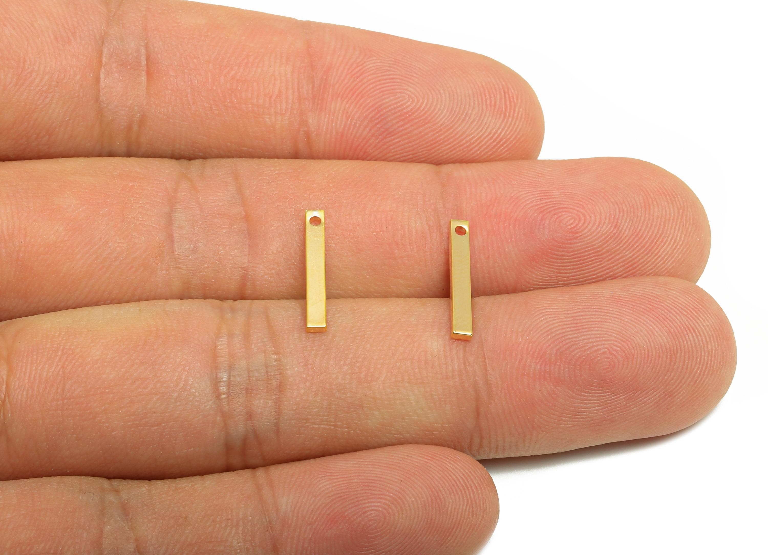 2*1*15mm Rectangle Earring Charm - Brass Minimalist Gold Slim Bar Pendant - Necklace Charm - Gold Jewelry - 18K Real Gold Plated - RGP10146 - DOMEDBAZAAR