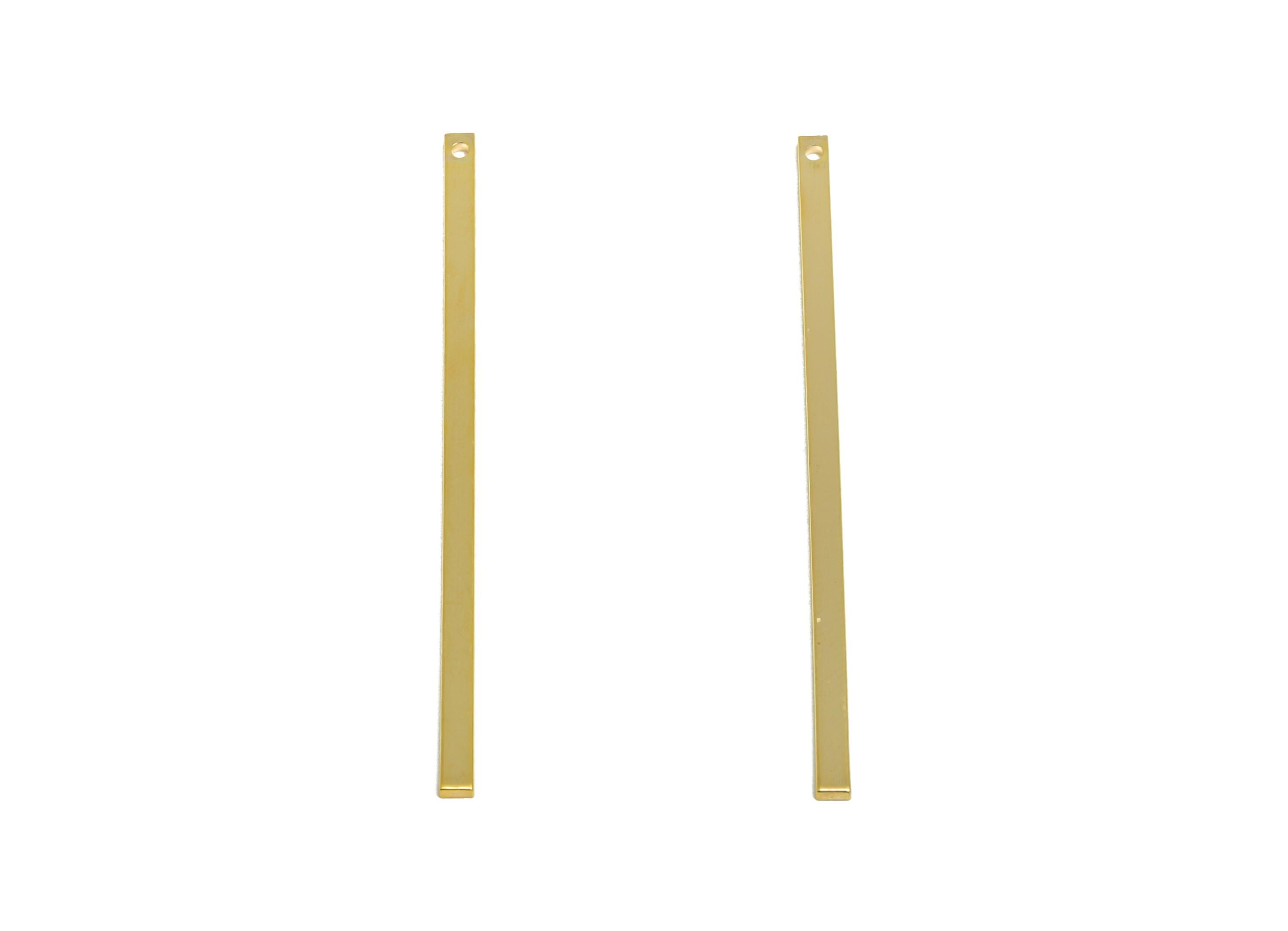 2*1*50mm Rectangle Earring Charm - Brass Minimalist Gold Slim Bar Pendant - Necklace Charm - Gold Jewelry - 18K Real Gold Plated - RGP10151 - DOMEDBAZAAR