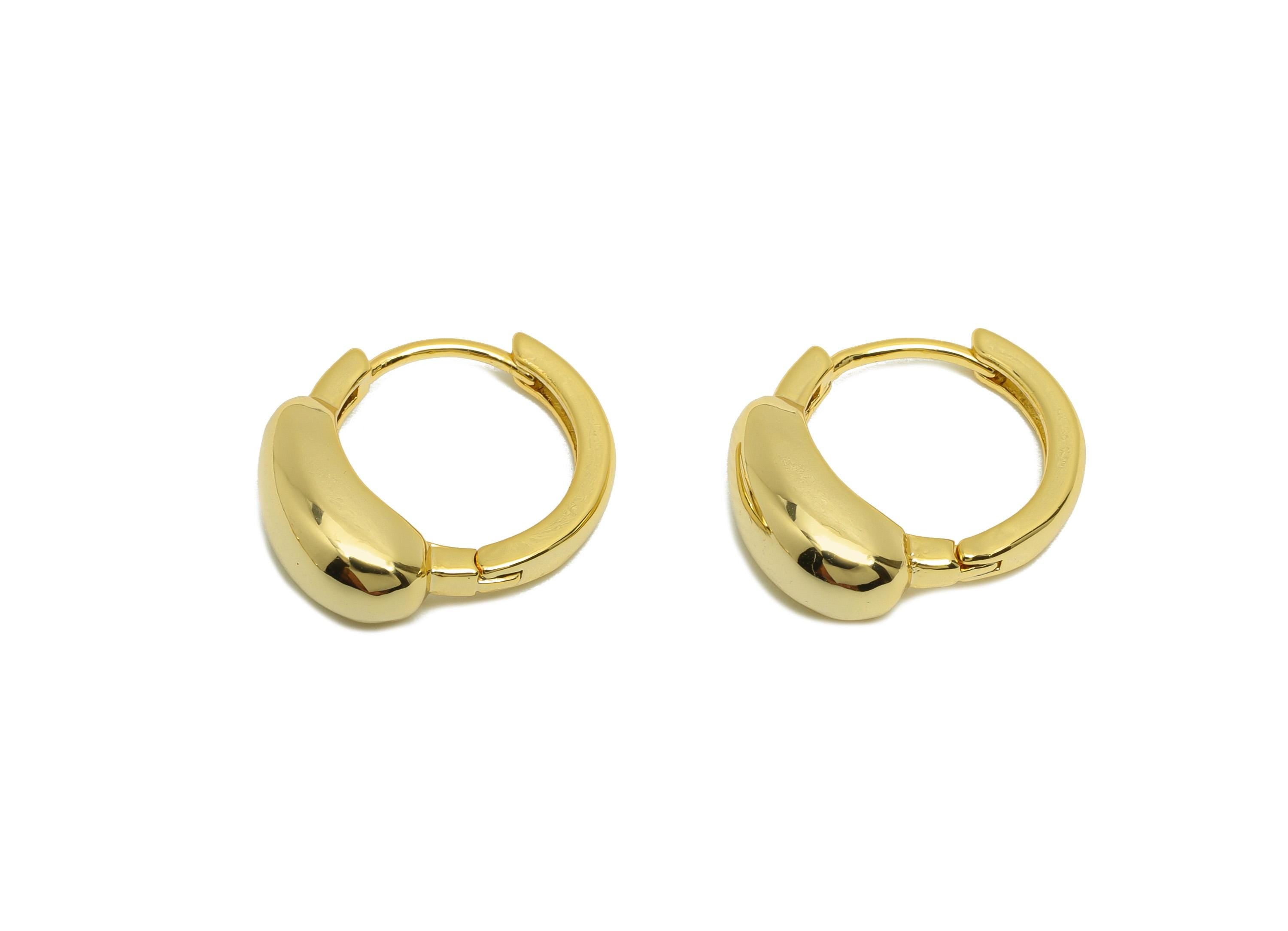 Brass Thick Hoop Earring - Gold Huggie Hoop Earring for Girl&#39;s - Circle Daily Wear Earring - 18K Real Gold Plating -18.5x15.6x6.2mm- RGP8811 - DOMEDBAZAAR