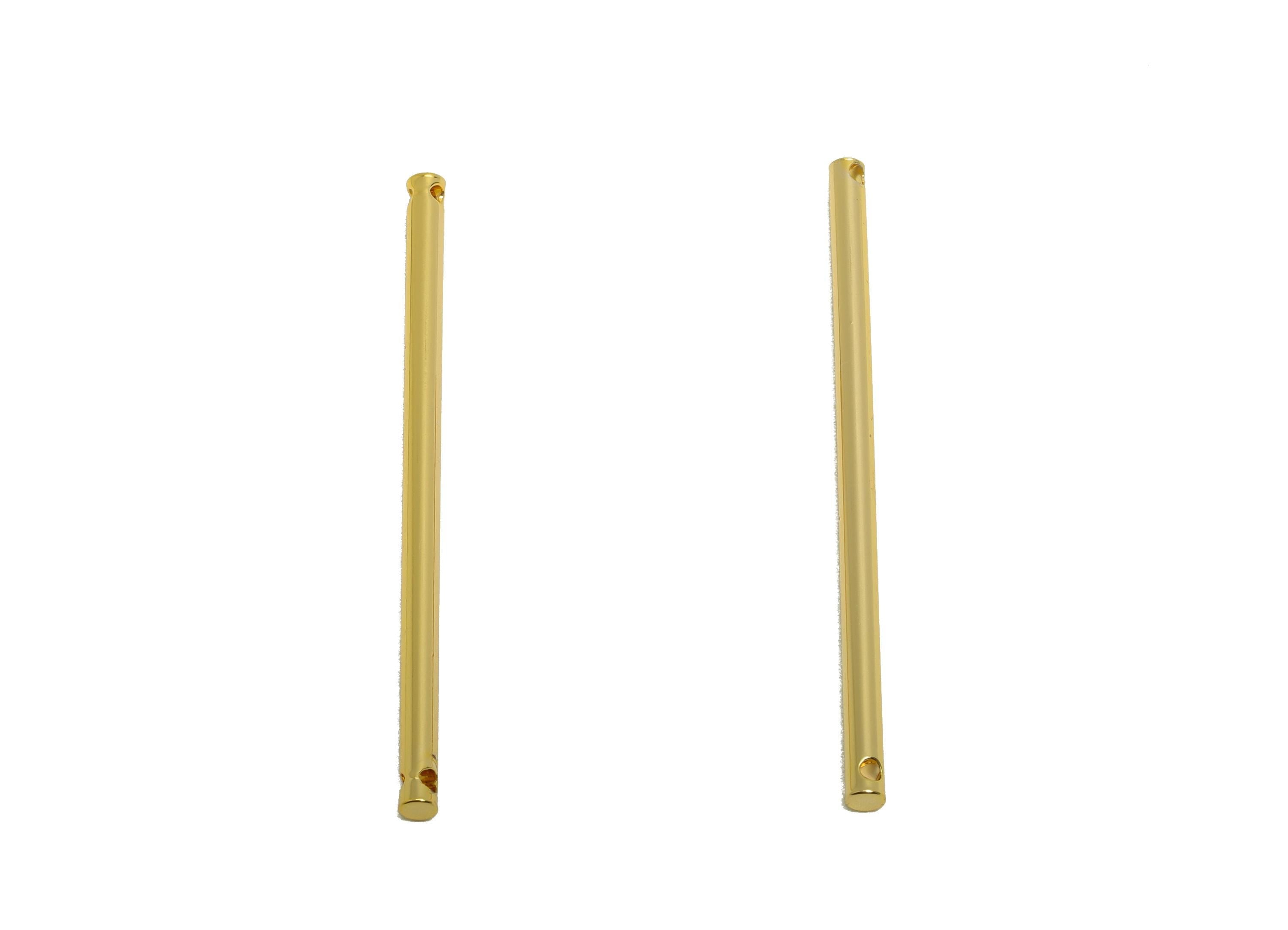 2.0*40mm Gold Bar Earring Connector - Brass Minimalist Bar Pendant - Vertical Stick Design - Gold Jewelry - 18K Real Gold Plated - RGP10171 - DOMEDBAZAAR