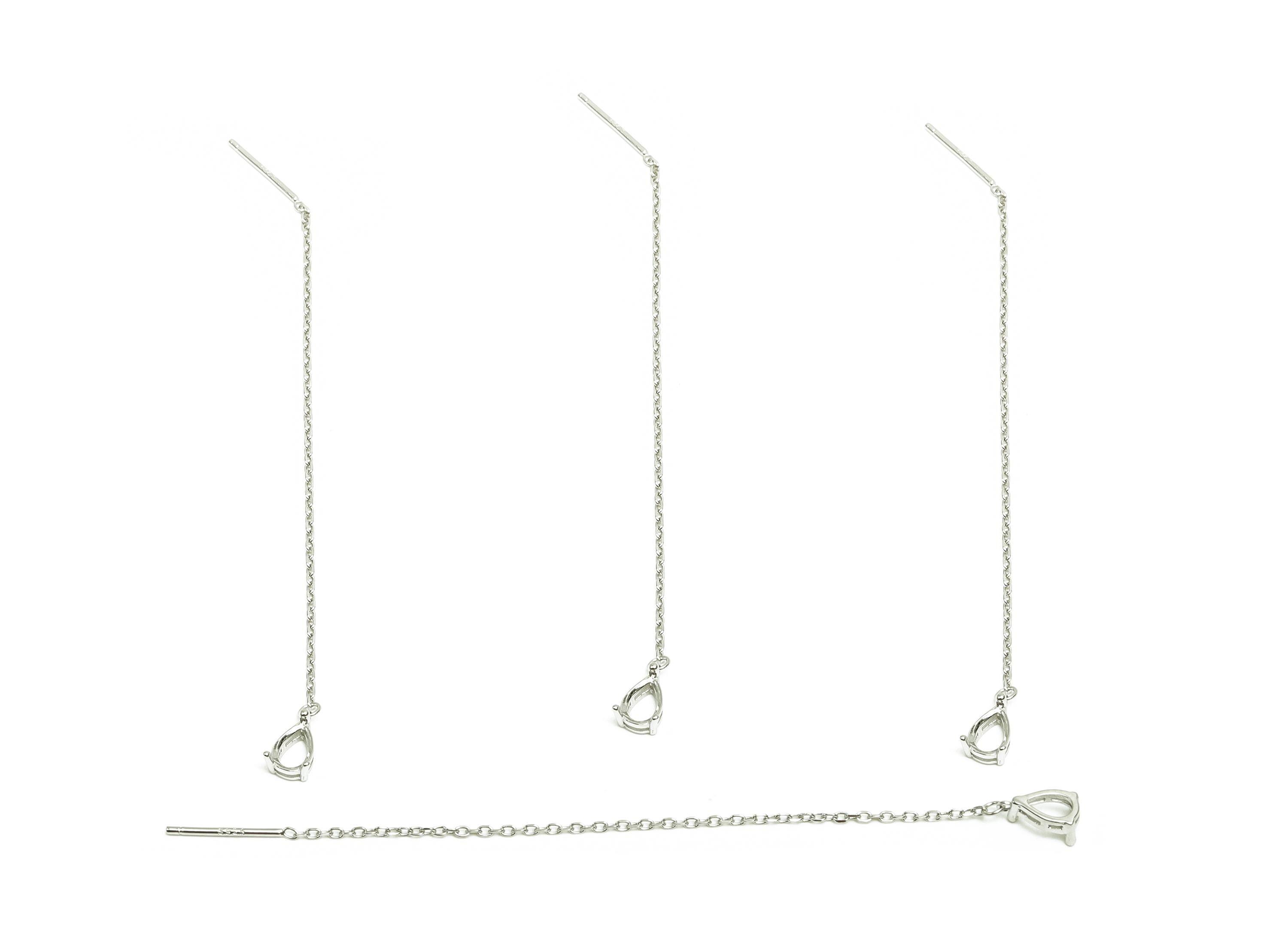 Silver Tassel Earring Post - Teardrop Silver Crystal Earring Post - Natural Stone Dangle Gemstone Earring Post - 86x3mm - RGP7345A - DOMEDBAZAAR