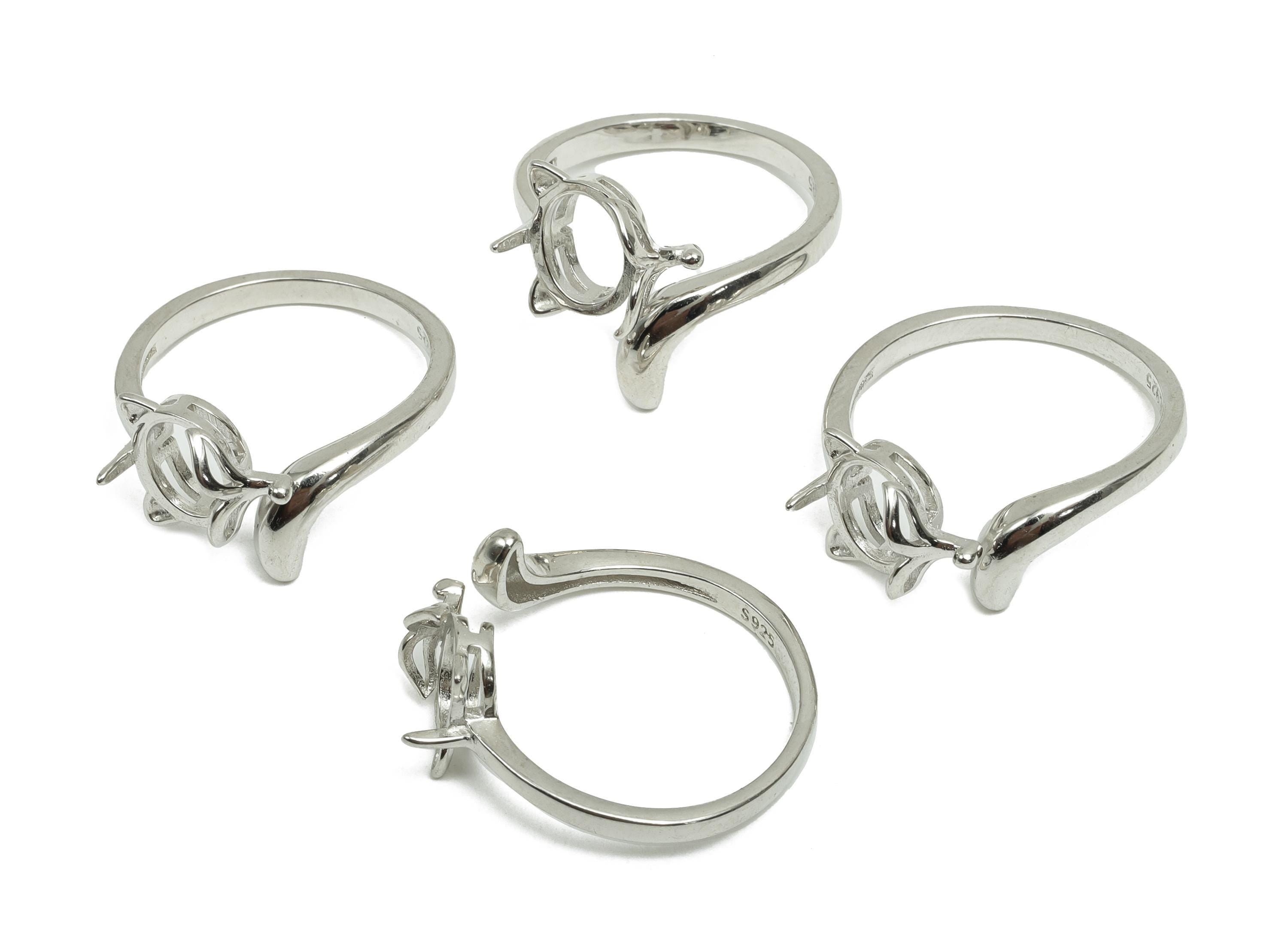 6x8mm Adjustable Round Ring Setting - Cat Adjustable Ring - Textured Vintage Ring - For Jewelry - 925 Silver Sterling Silver - RGP7396 - DOMEDBAZAAR